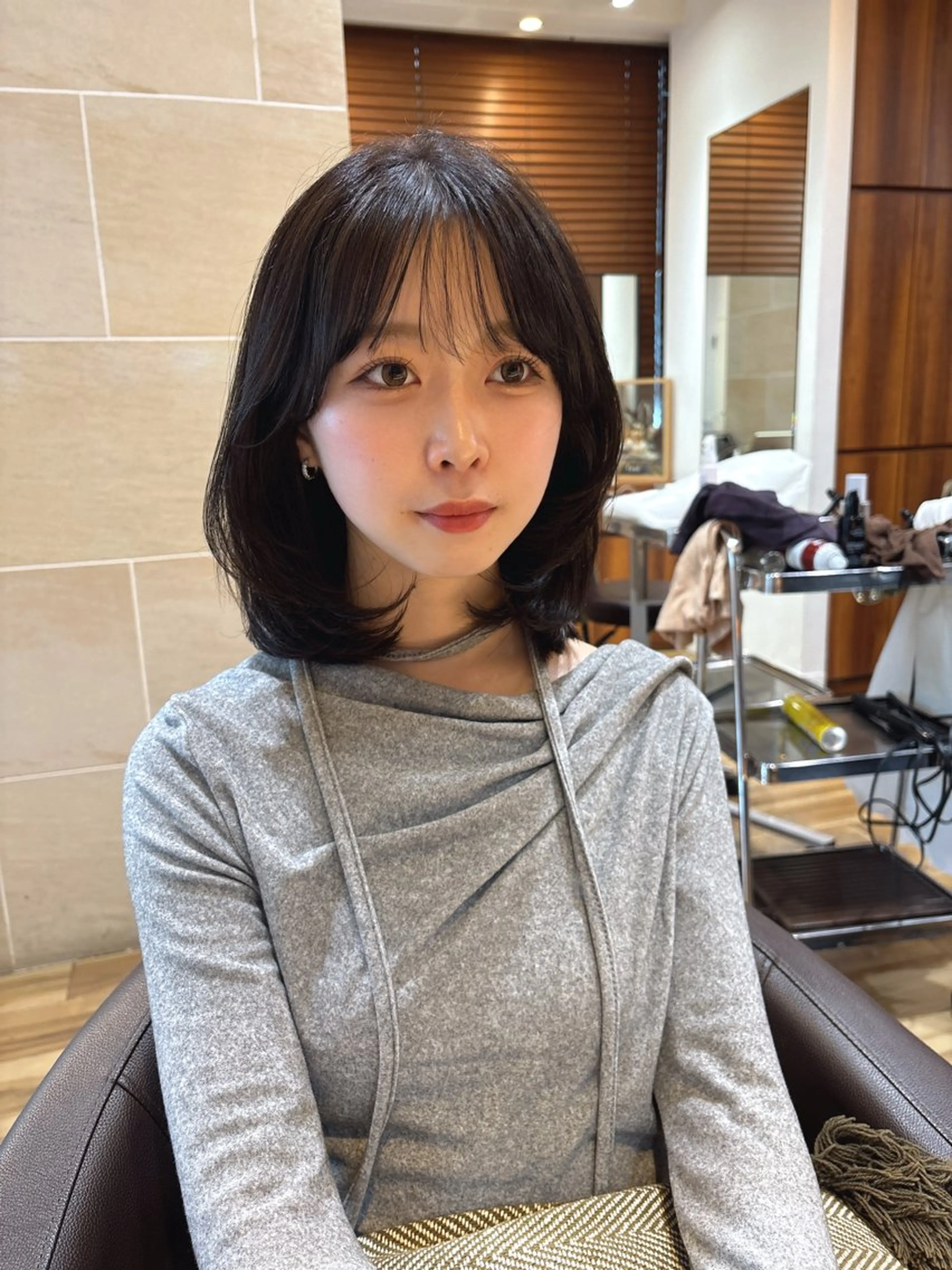 ミディアム カラー ボブレイヤー ボブ レイヤーカット カット ヘアカラー トリートメント レイヤーカット /透明感/千葉怜寿のヘアスタイル