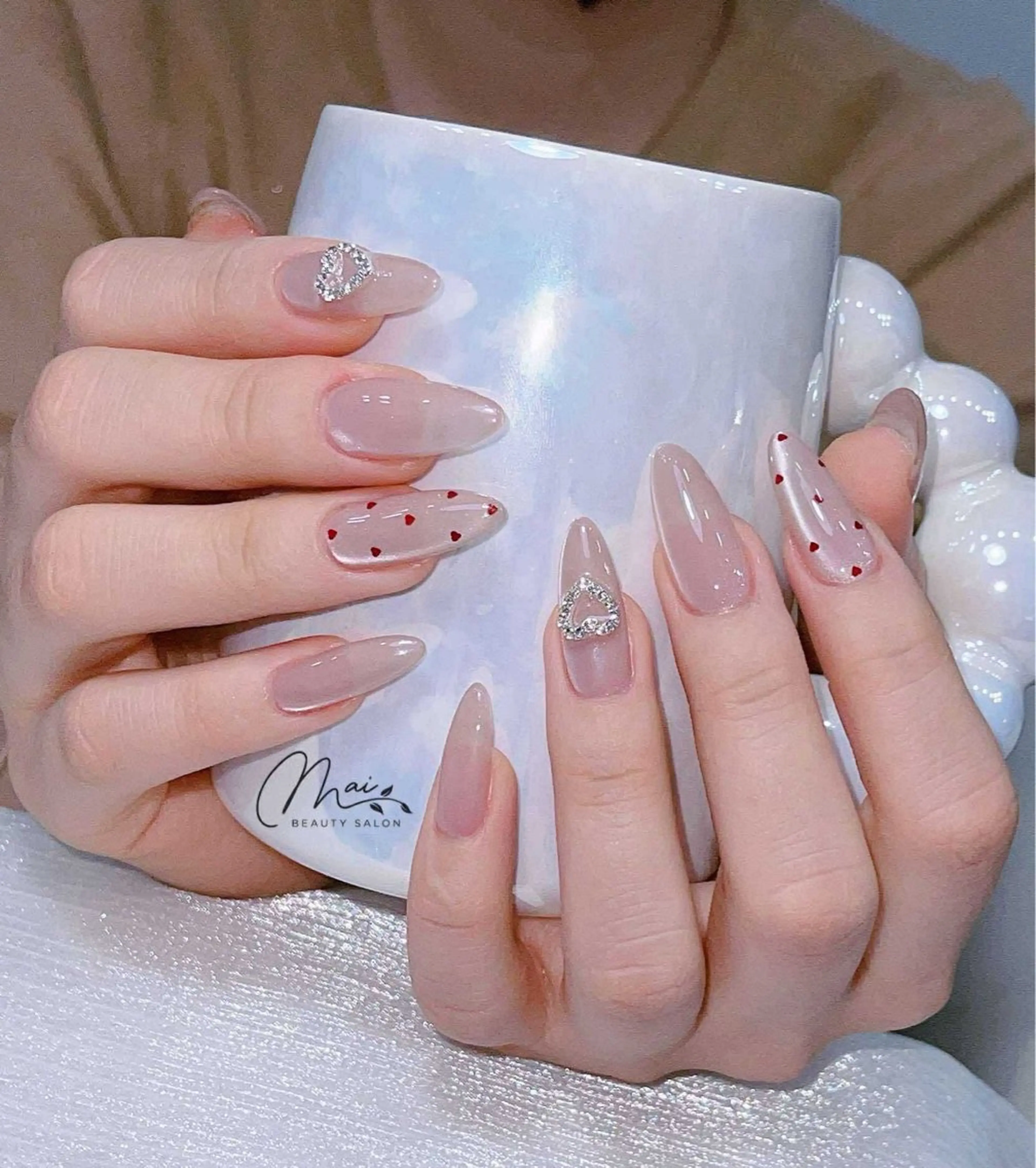 ネイル オーロラネイル クリアネイル 長さ出し フットネイル フレンチネイル ハンドネイル MaiBeauty HaNaのネイルデザイン