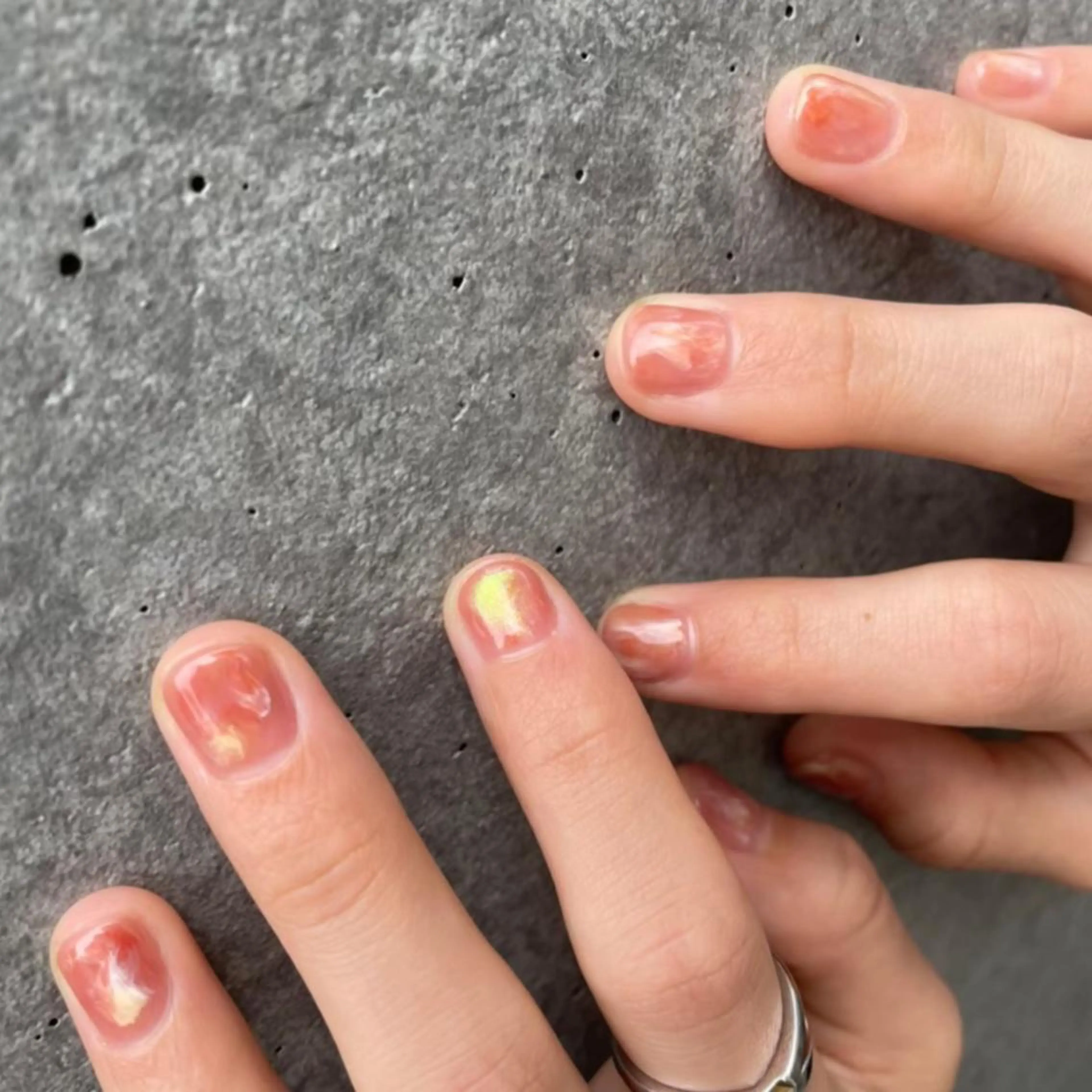 ネイル ニュアンスネイル オレンジ nicolenail /emureのネイルデザイン