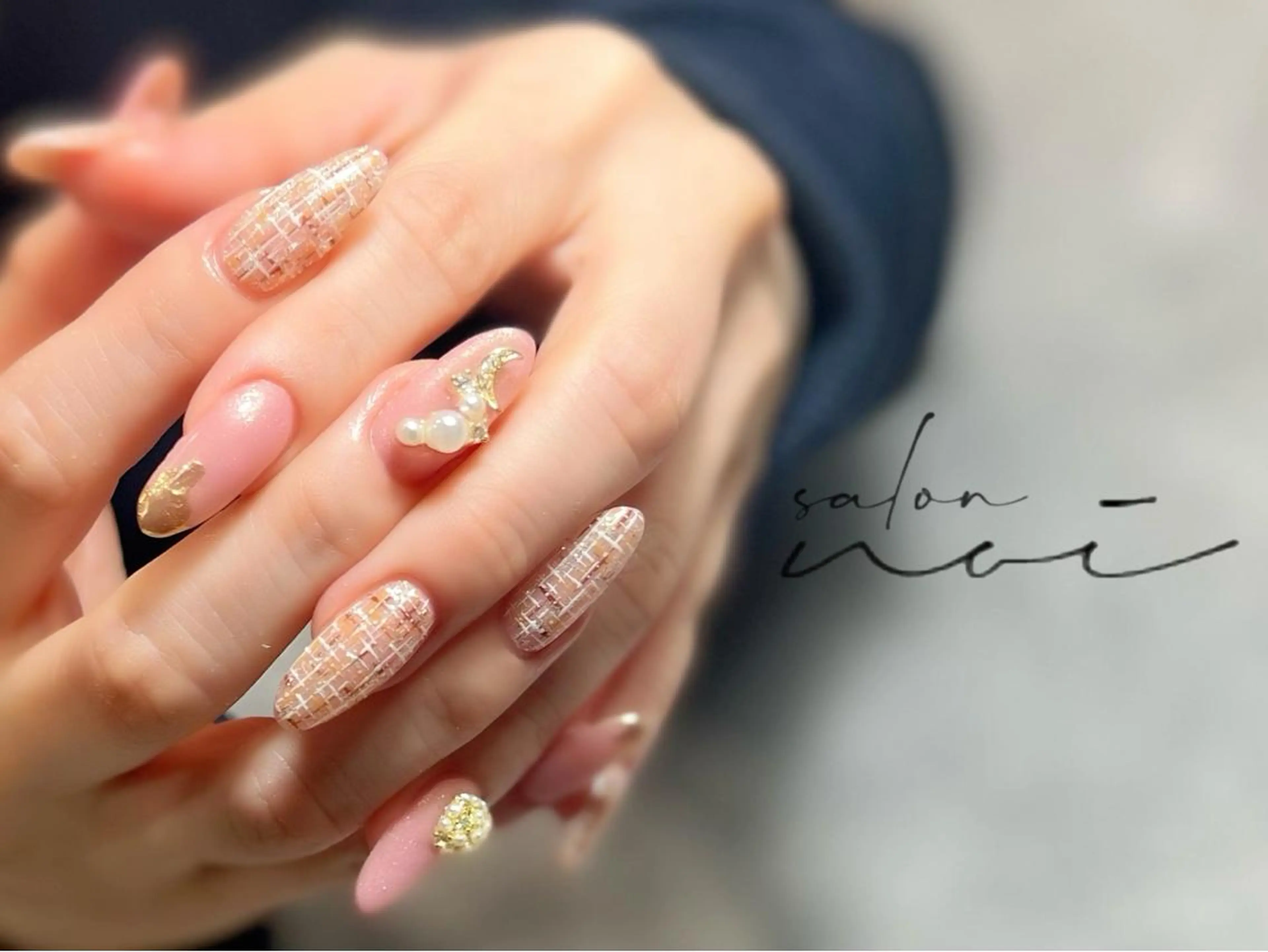 ネイル ピンク ツイードネイル ハンドネイル salon noiのネイルデザイン