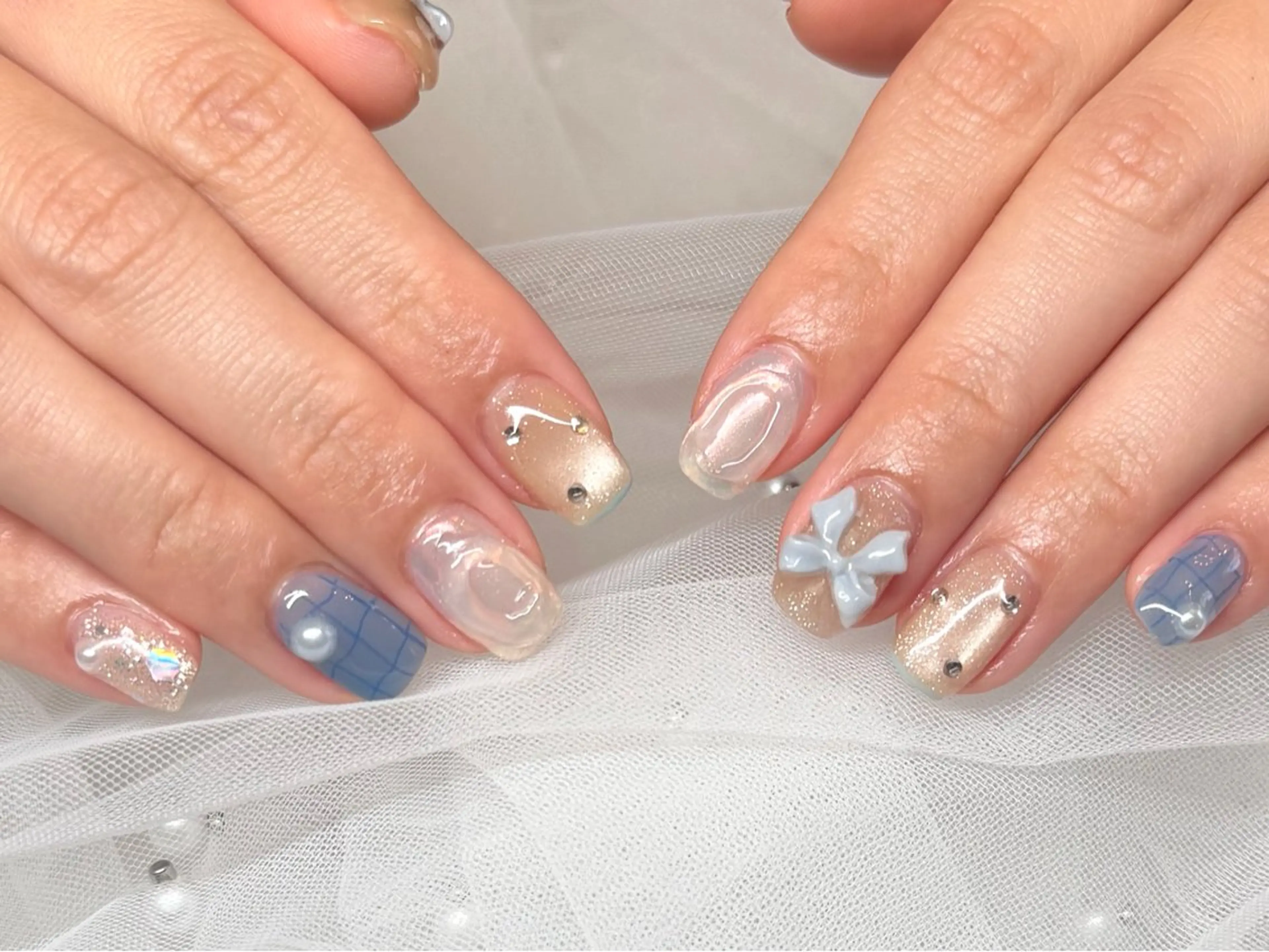 ネイル リボン ハンドネイル HazeGrass NAILのネイルデザイン