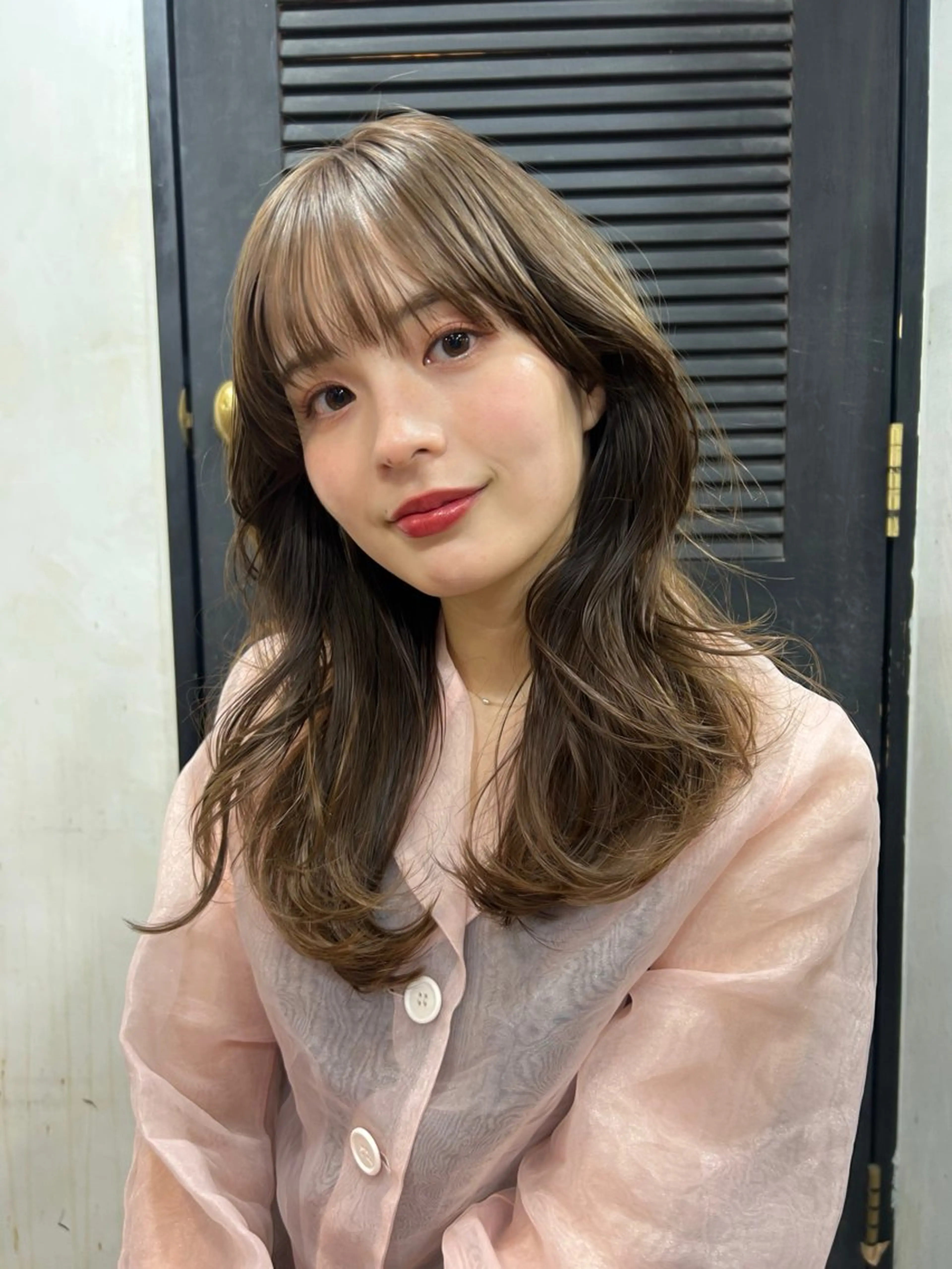 セミロング カラー パーマ カット ヘアカラー レイヤー/透明感/ ブリーチなし/わかなのヘアスタイル