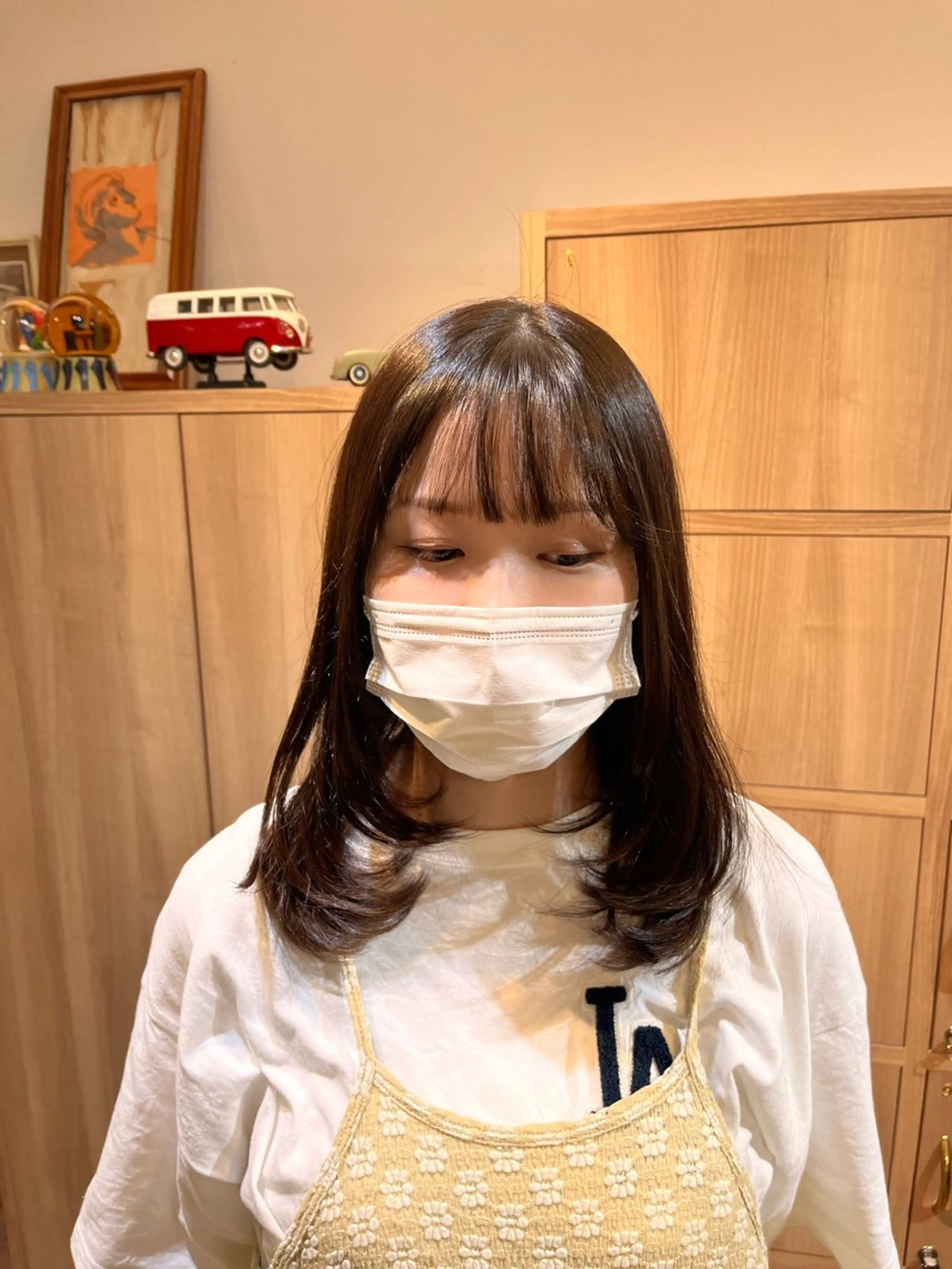 ミディアム ミディアムレイヤー アッシュ レイヤーカット 臺 佳連のヘアスタイル