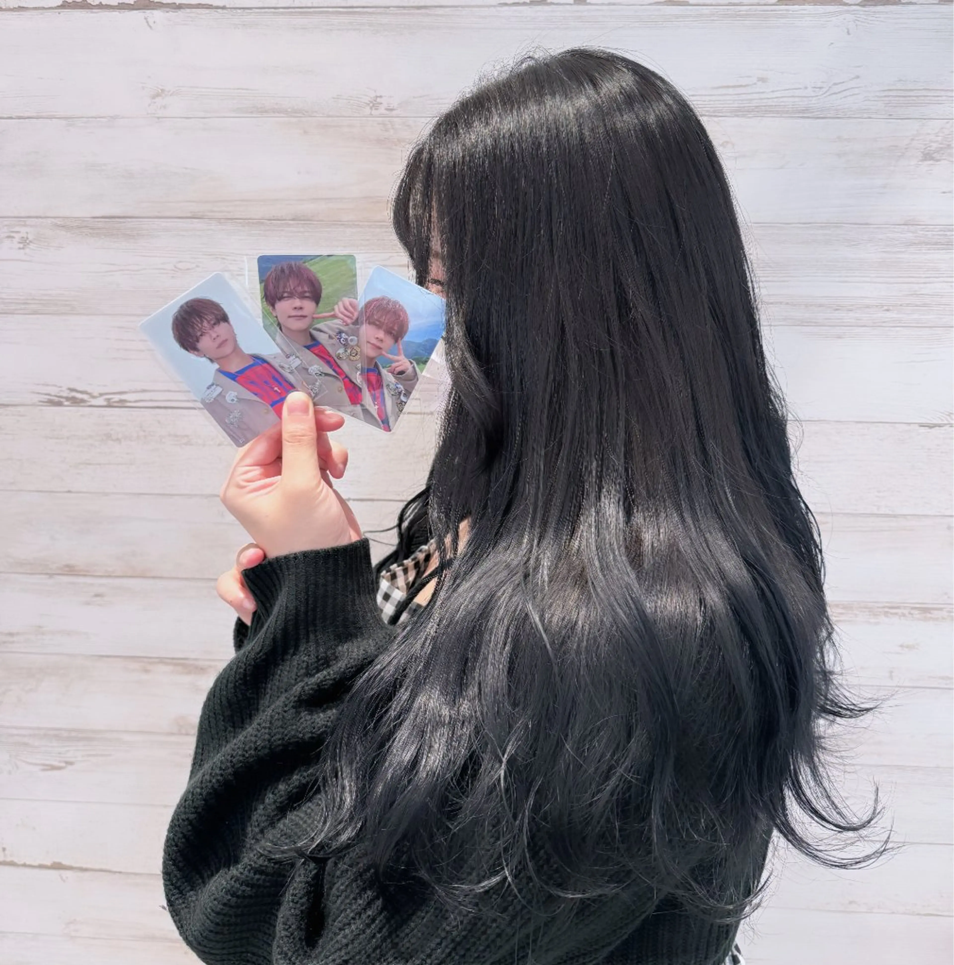 ロング カラー 黒髪 ブルーカラー ブルーブラック アイブロウ🎀 ヘアメ🎀みくのヘアスタイル