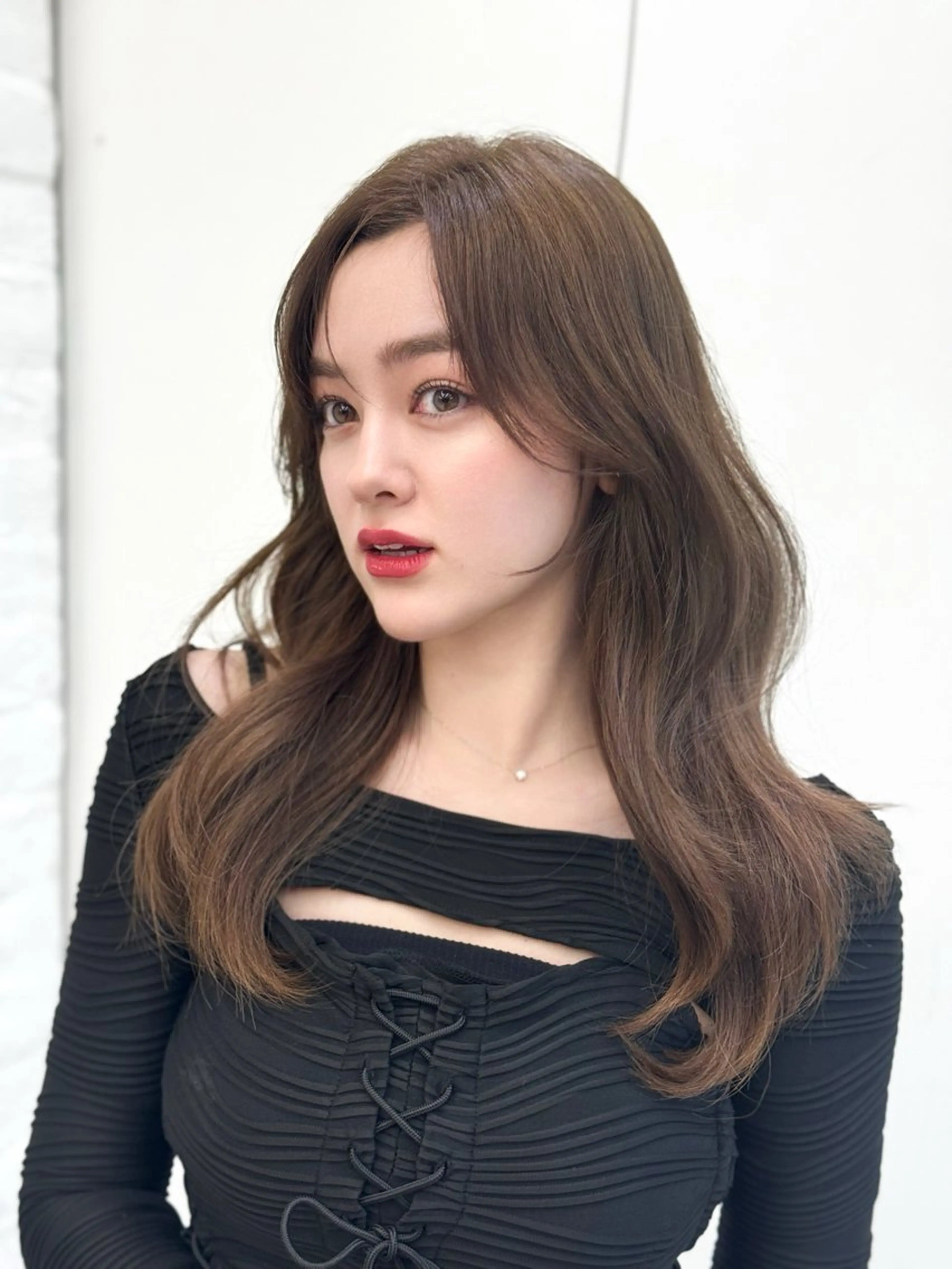 セミロング カラー 韓国ヘア♡ 顔まわりカットayaのヘアスタイル