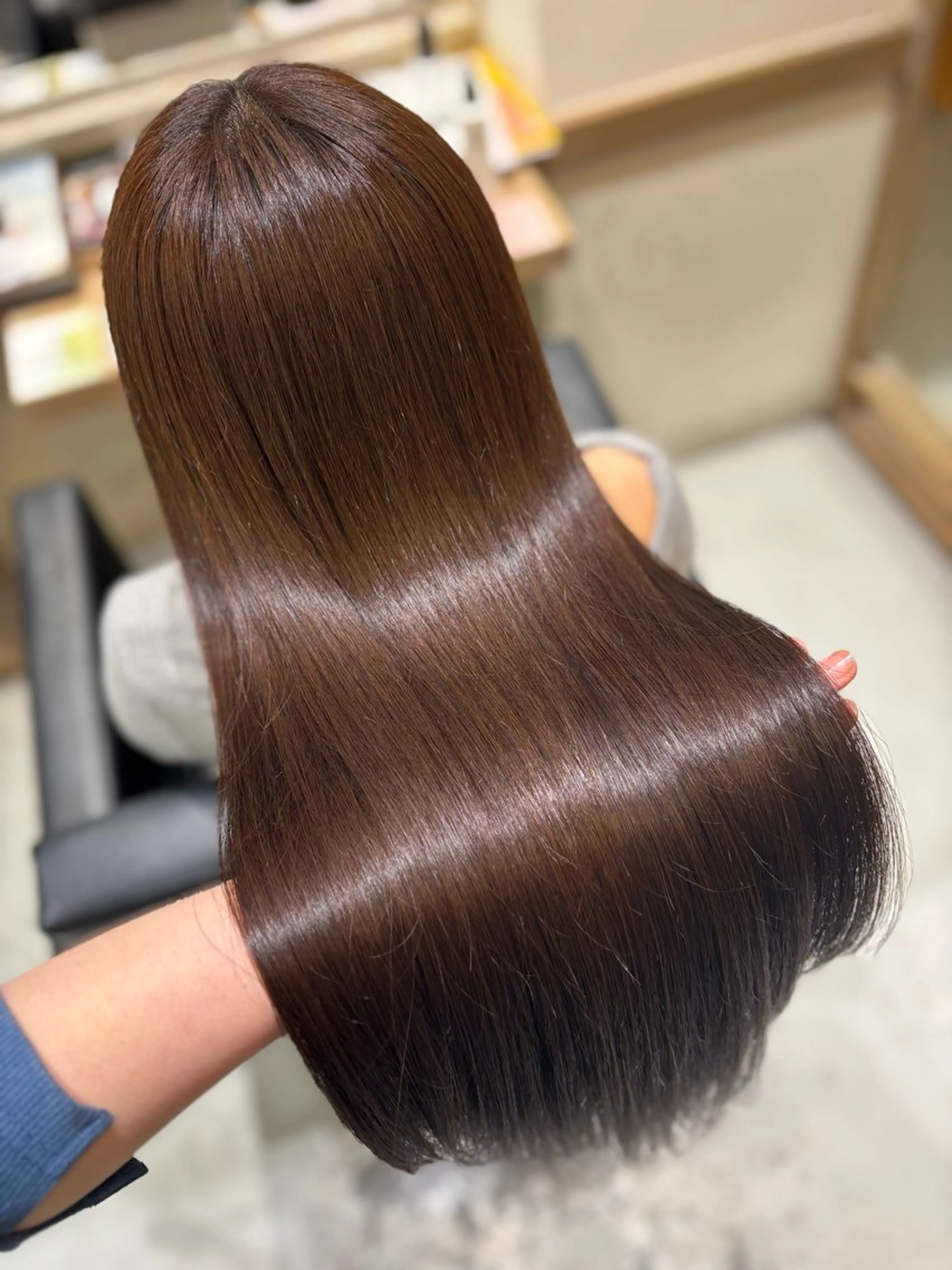 ロング カット ヘアカラー 透明感グレージュ/ 縮毛矯正/静岡のヘアスタイル
