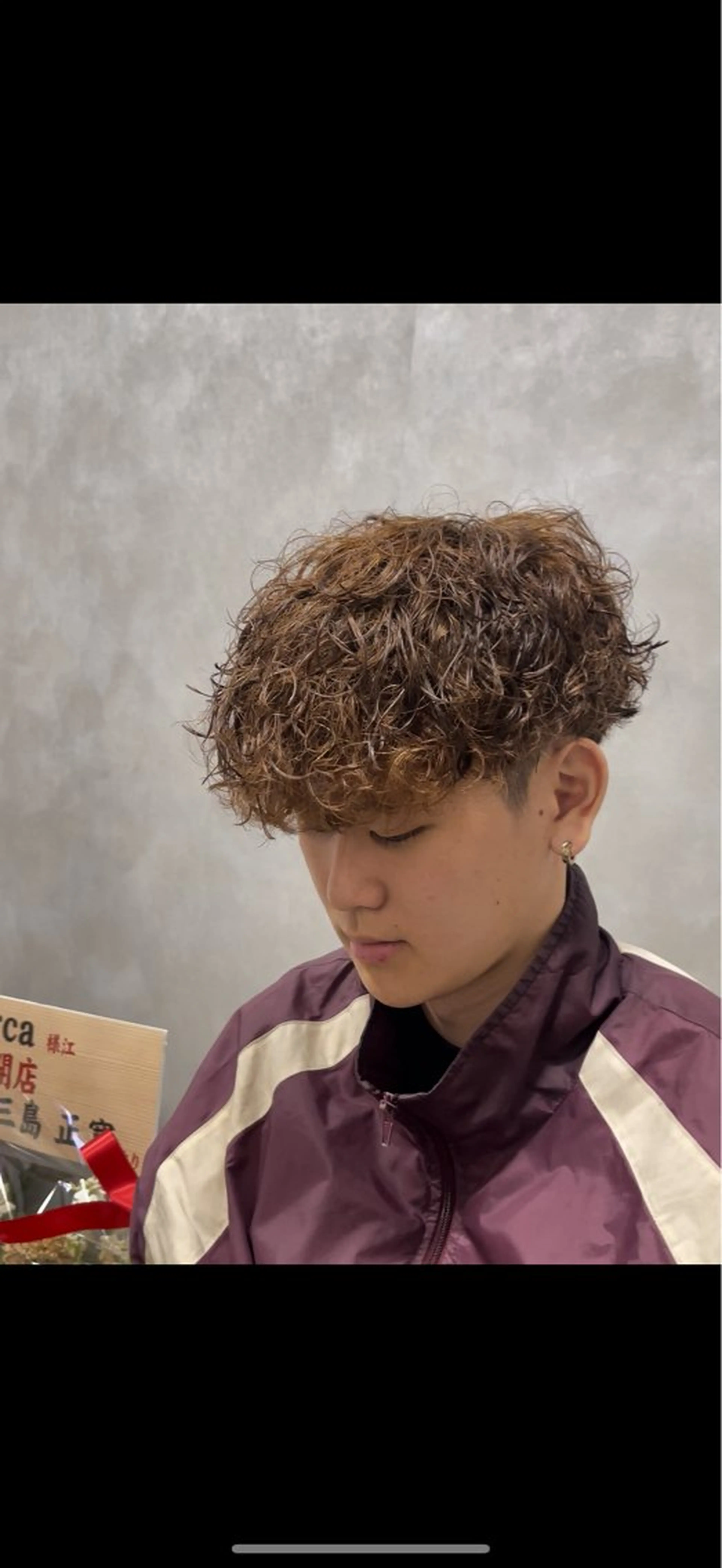 ショート カラー パーマ メンズ スペインカール ブラウンカラー カット パーマ メンズパーマ特化 美容師kouyaのヘアスタイル