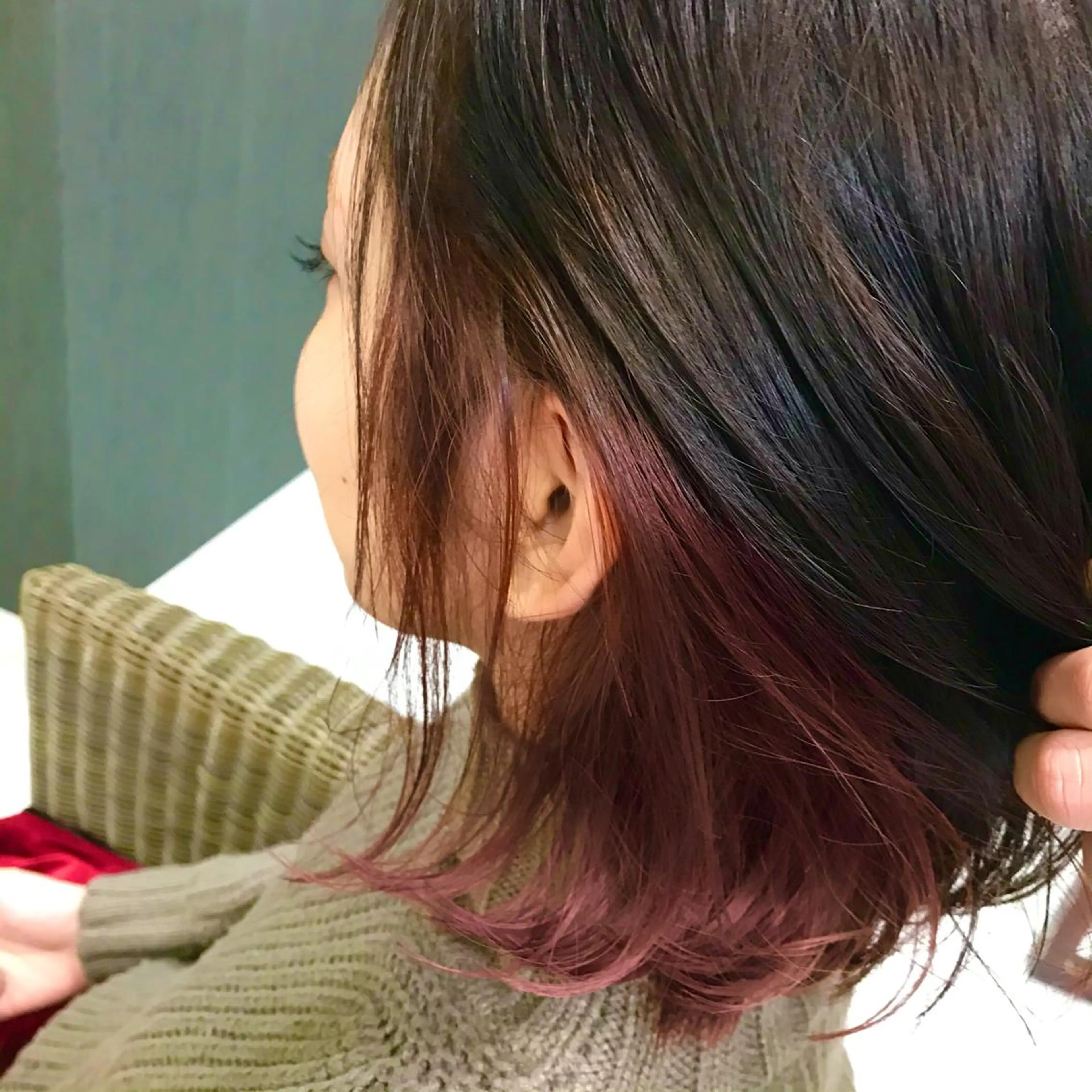 ミディアム カラー ベージュカラー インナーカラー ピンクカラー ヘアカラー ママ美容師 ＊ヒマワリのヘアスタイル
