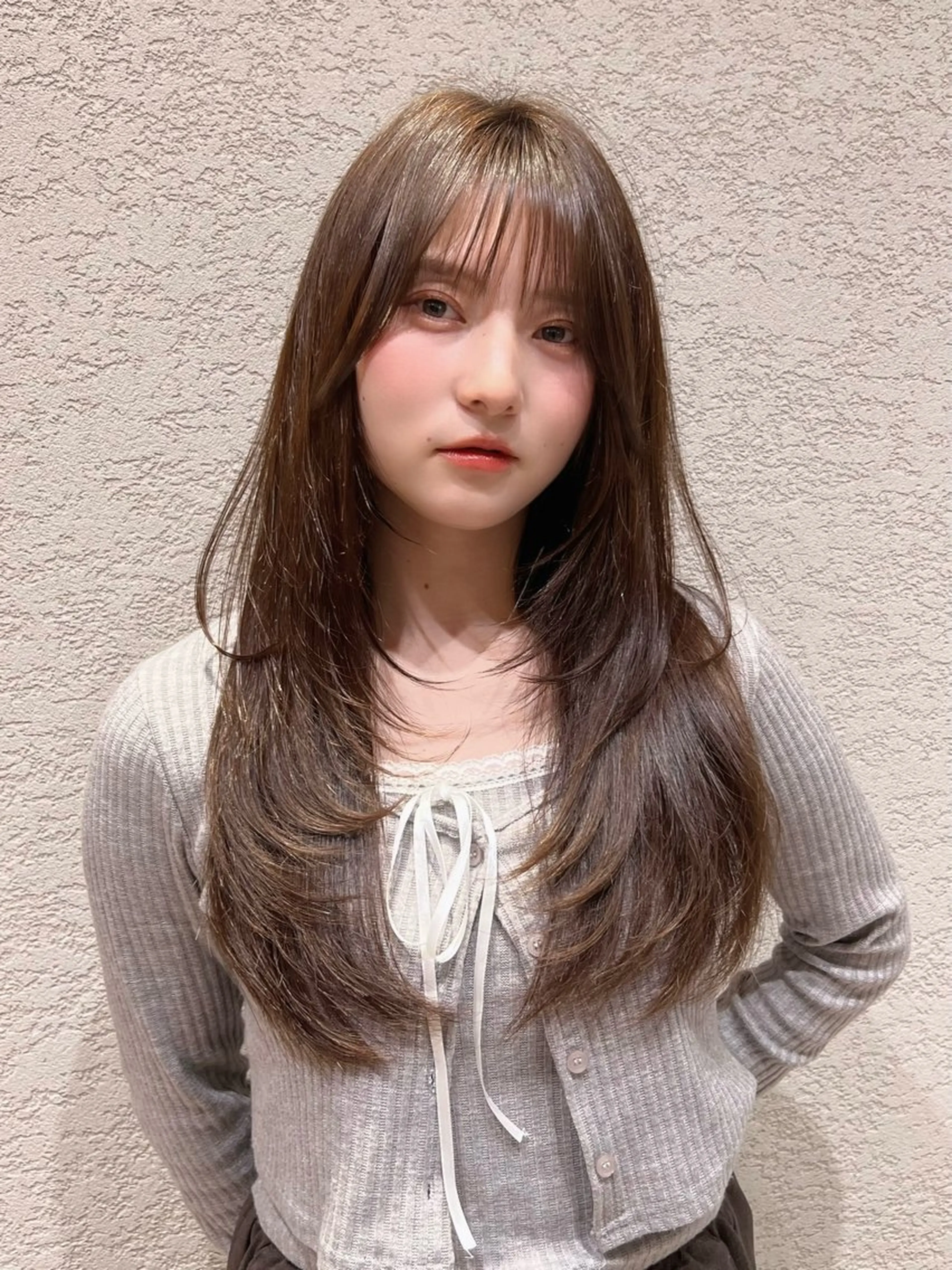 ロング カラー カット ヘアカラー トリートメント 興津/韓国レイヤー ダブルカラー美髪縮毛のヘアスタイル