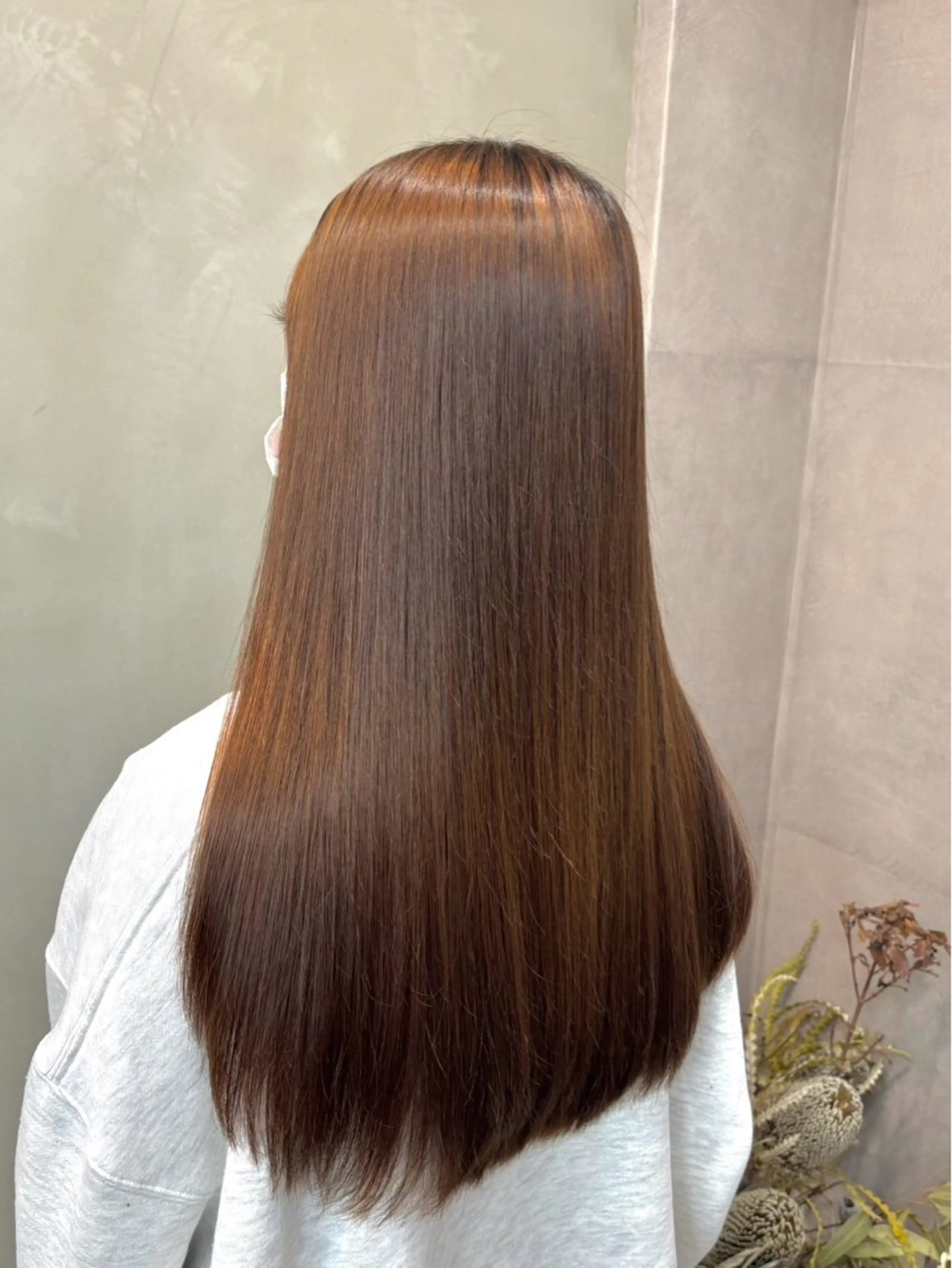 セミロング カット 縮毛矯正 トリートメント 髪質改善ストレート/ ブリーチ／渋谷　福田のヘアスタイル