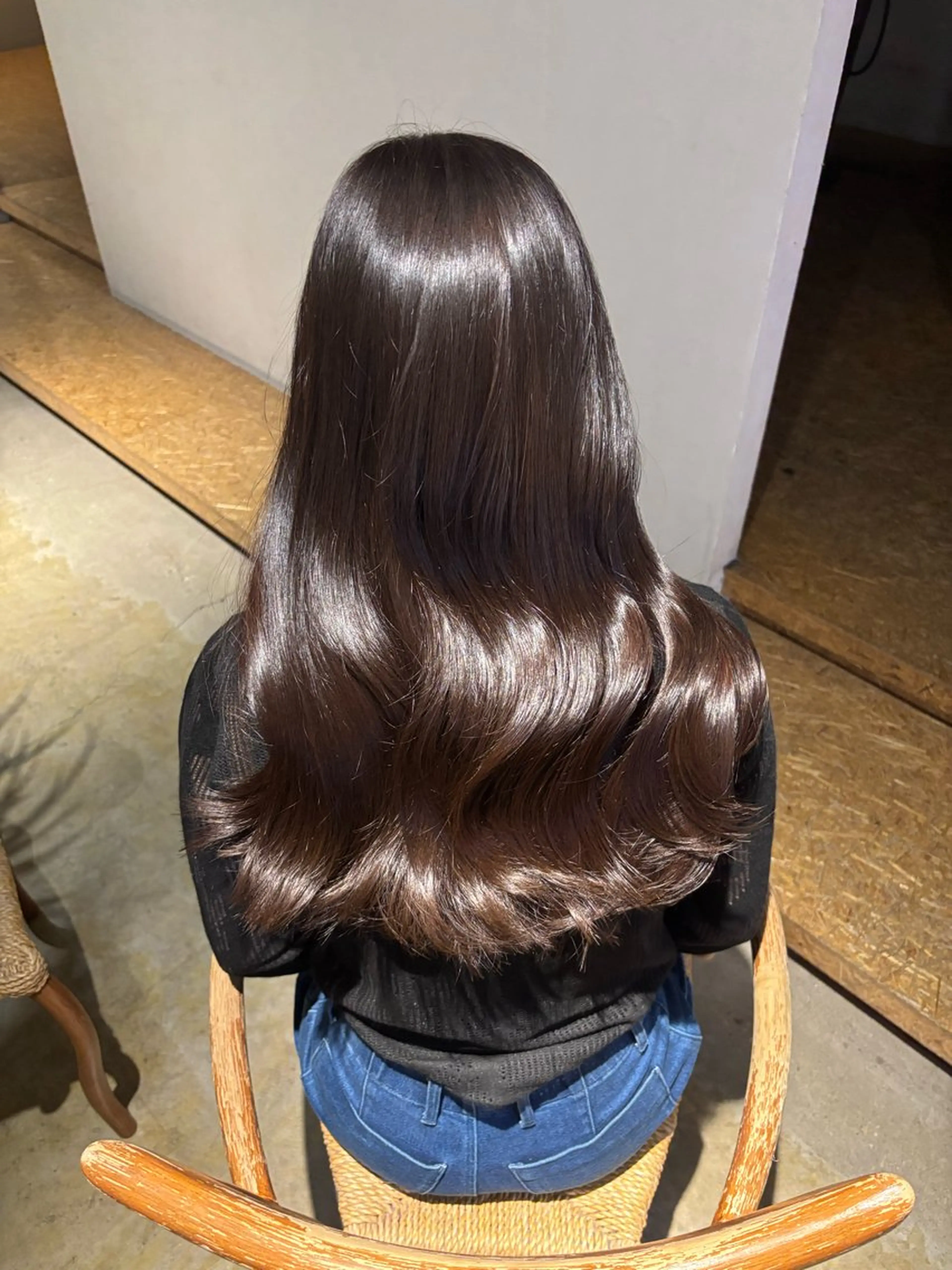 セミロング カラー ブラウンカラー チョコレートブラウン カット ヘアカラー トリートメント えんぐちとも／透明感 カラー／博多ボブのヘアスタイル