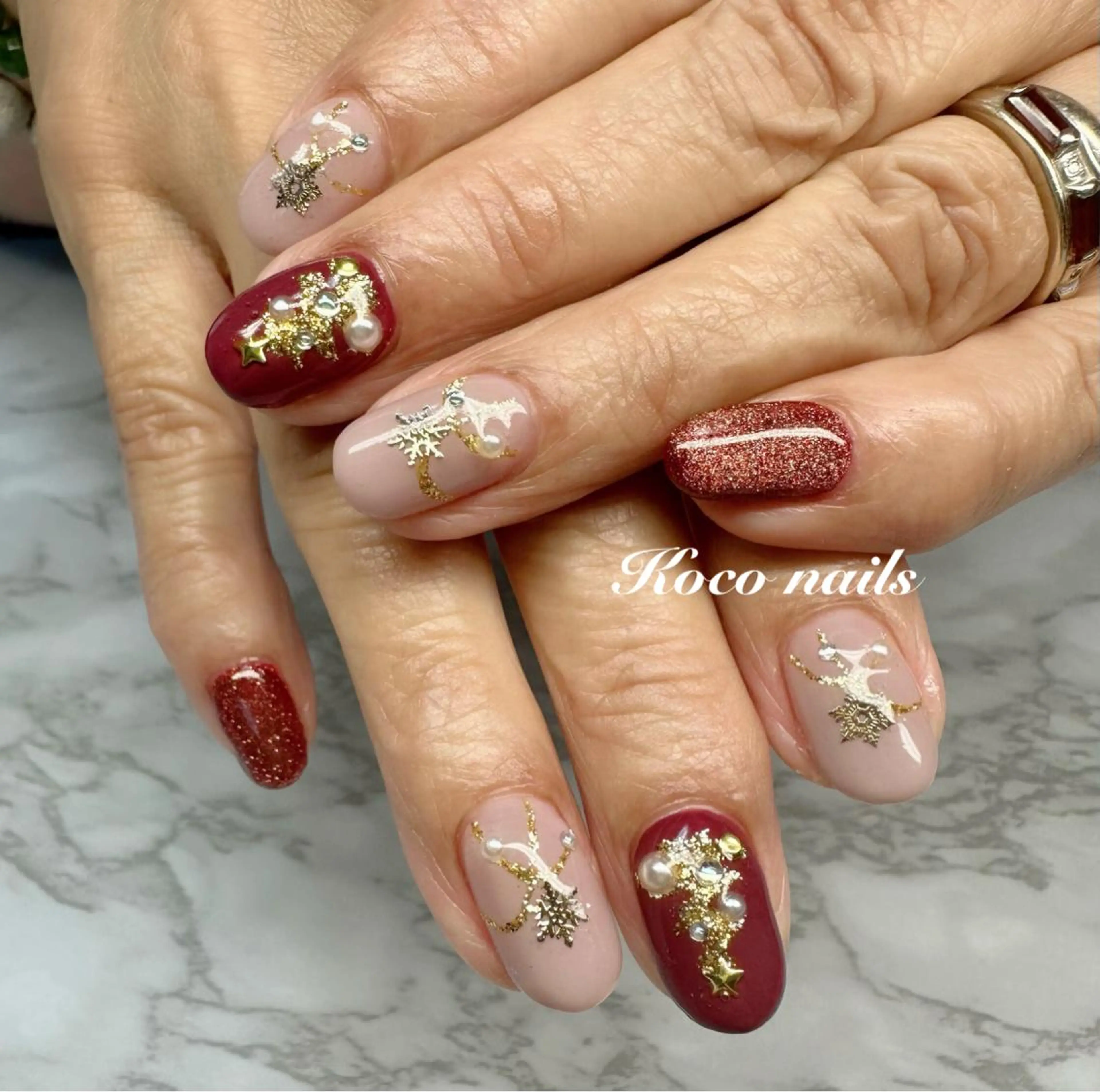 ネイル 赤色 冬ネイル クリスマス Mai’s nailのネイルデザイン