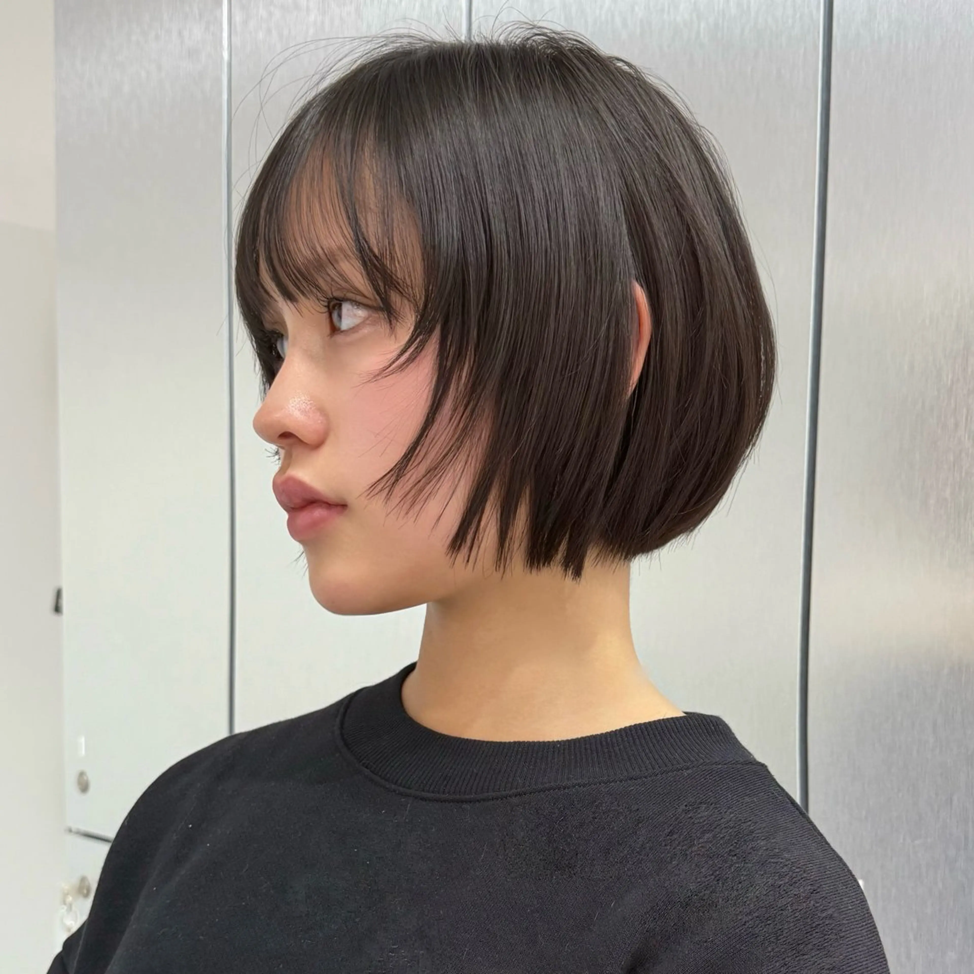 ミディアム ボブレイヤー ボブ レイヤーカット ヘアカラー 鍋田/ 渋谷/ 縮毛矯正／レイヤーのヘアスタイル