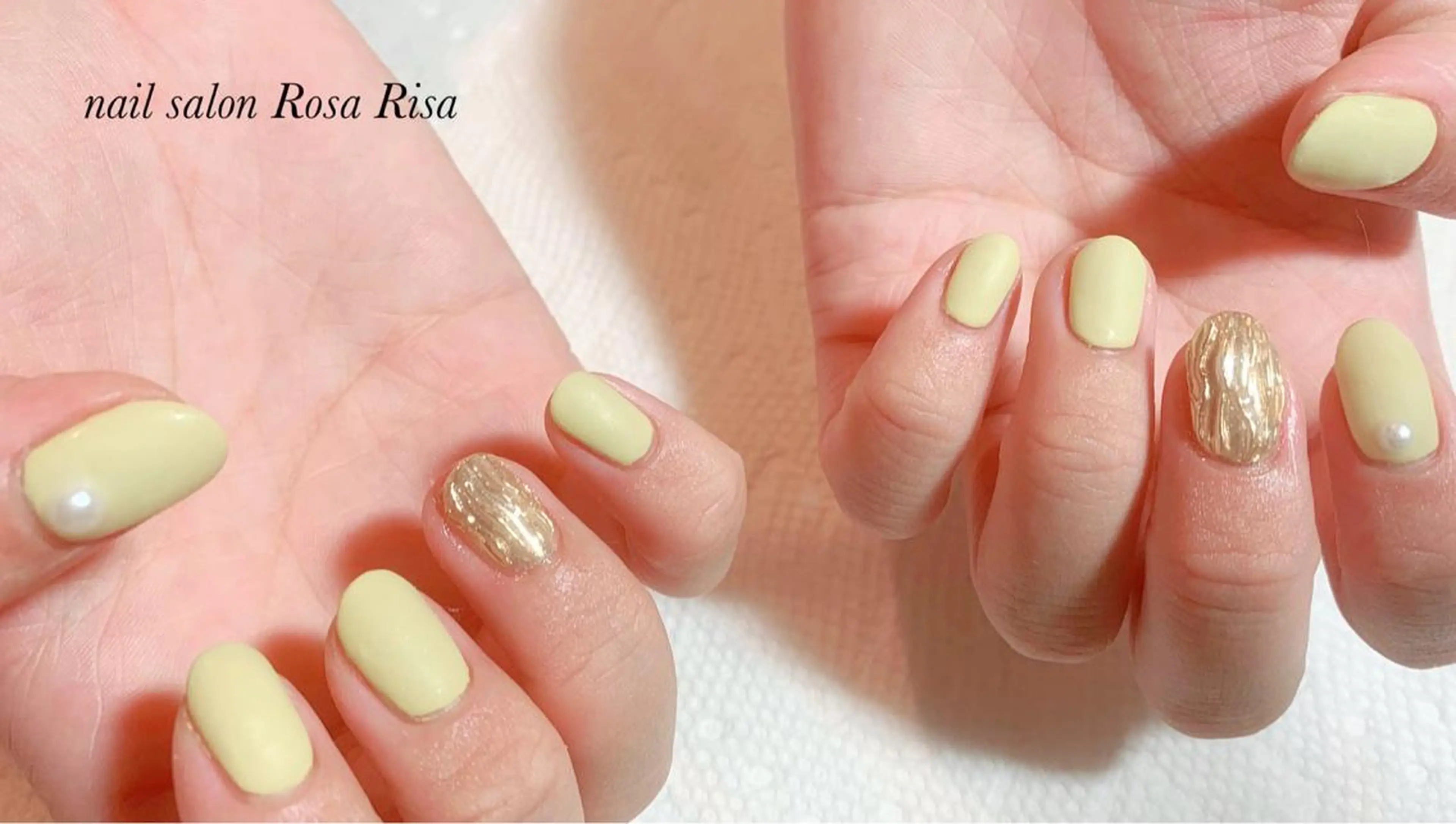 ショート ネイル マットネイル ピスタチオネイル 黄色 ネイルスタジオ シェイクユアハンズのネイルデザイン