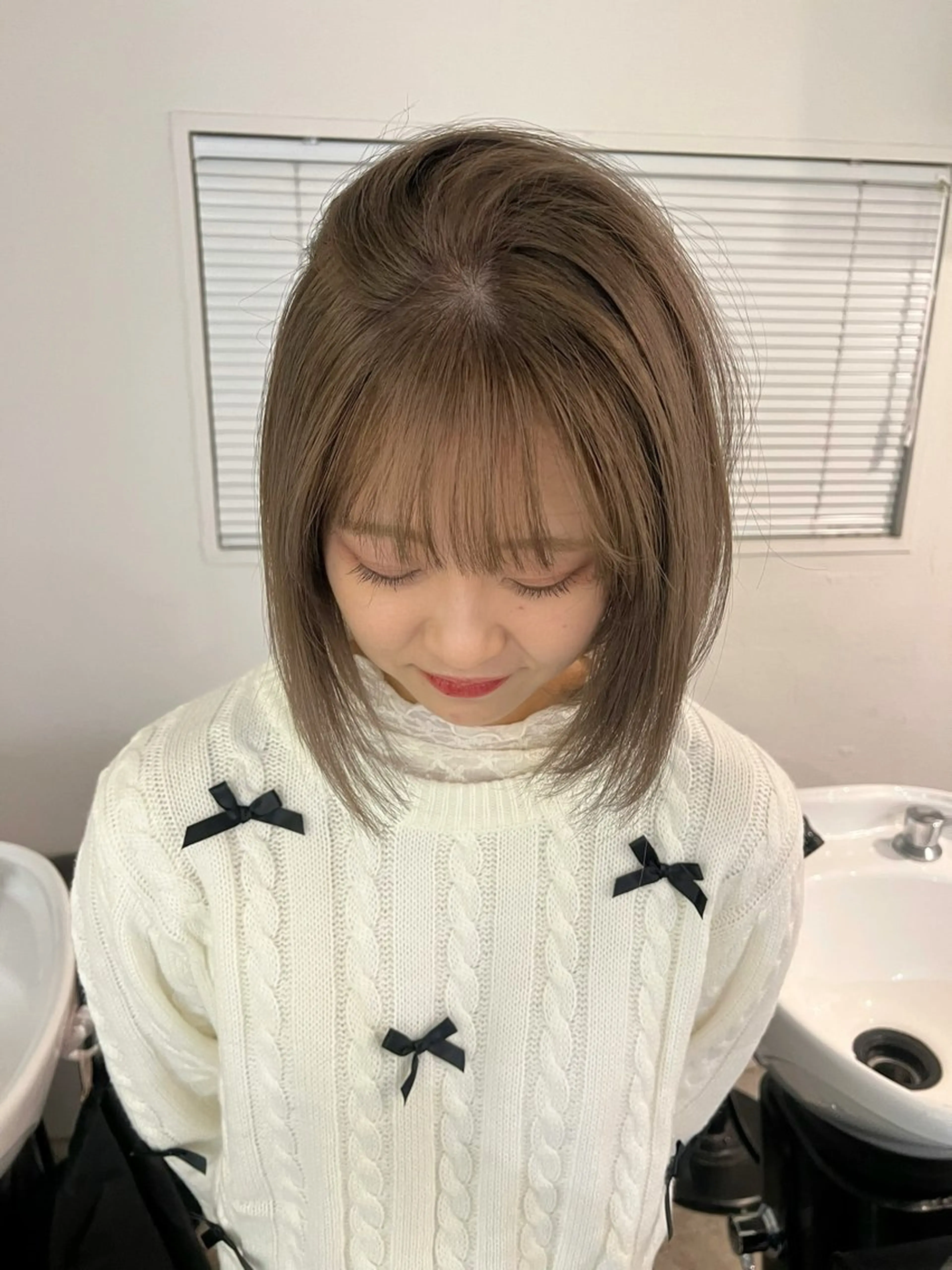 ショート カラー ベージュカラー ブリーチ ケアブリーチ 透明感カラー グレージュ カット ヘアカラー トリートメント kanami/ 中崎町美容室のヘアスタイル