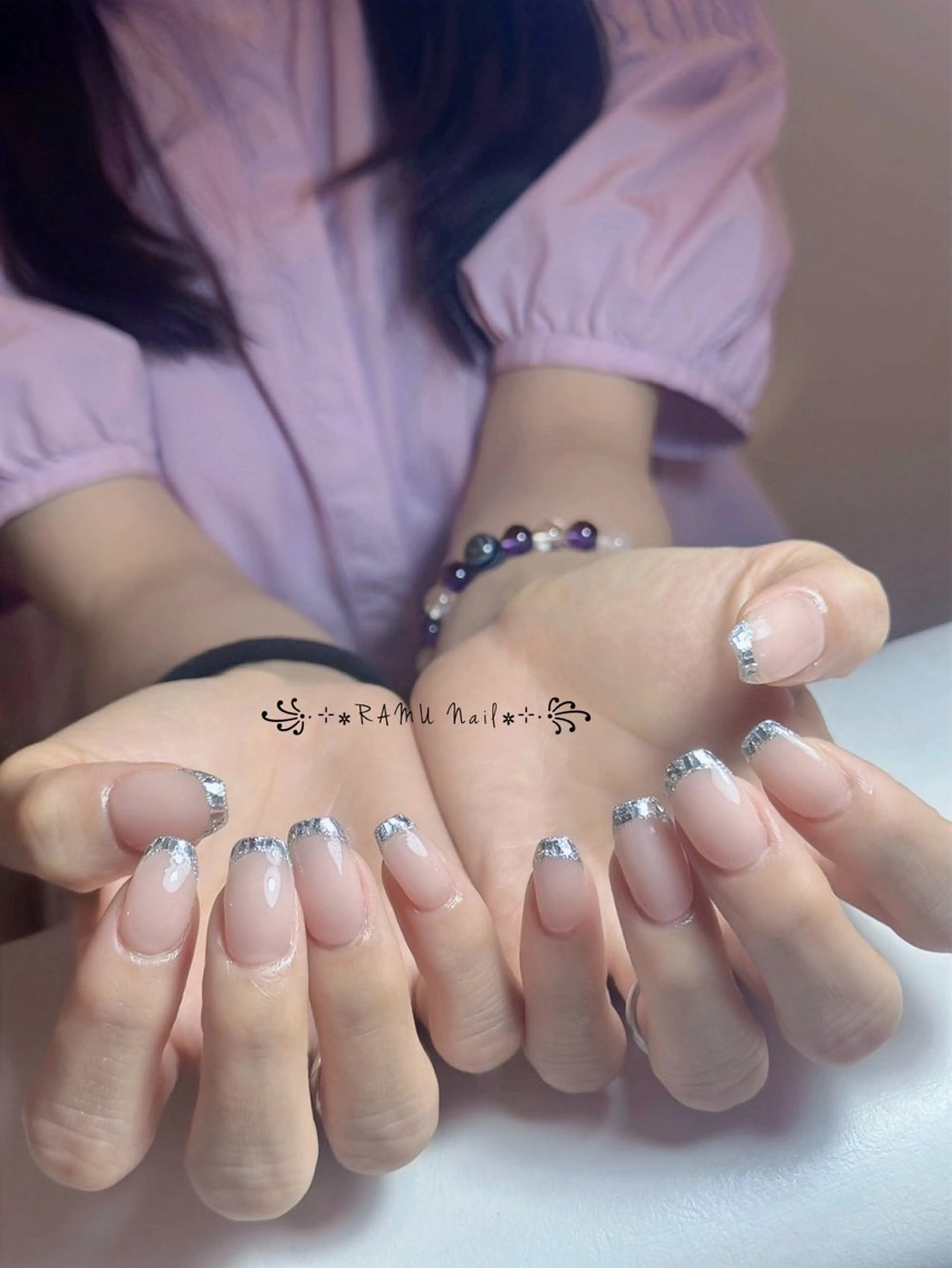 ネイル キラキラネイル マグネットネイル ミラーネイル ピンク 夏ネイル ハンドネイル RAMU Nail 恵比寿店のネイルデザイン