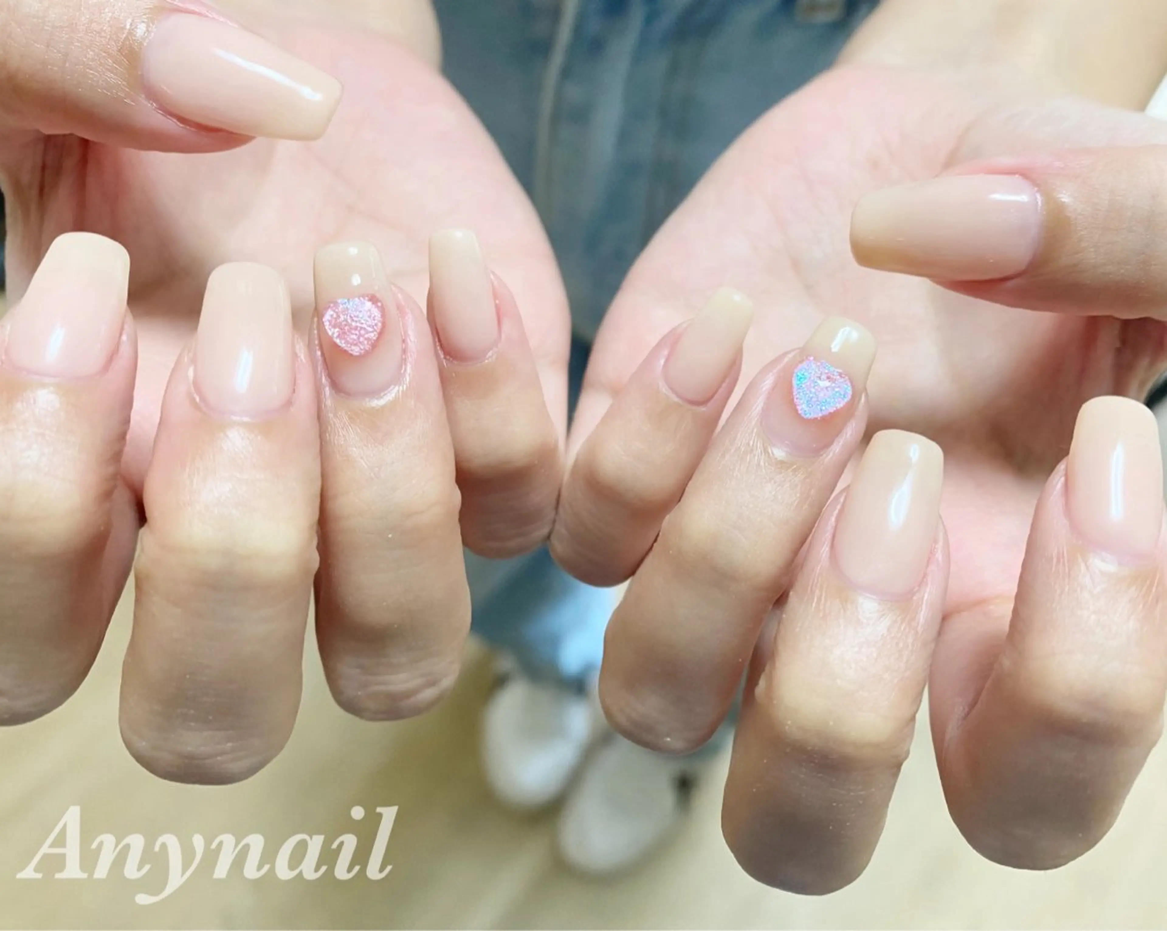 ネイル ブルー ハート オフィスネイル 岩澤 恵子のネイルデザイン