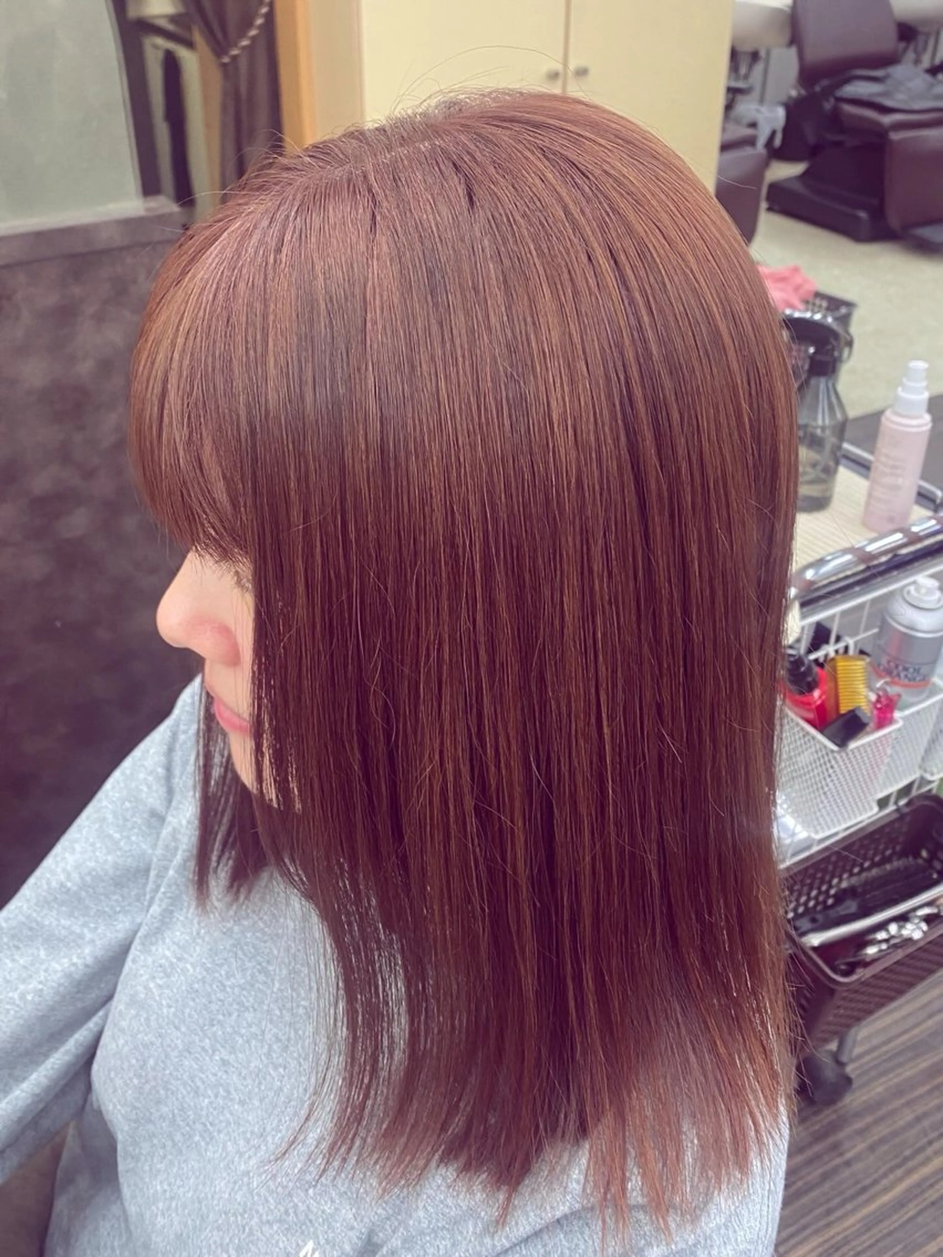 セミロング カラー ブラウンカラー ピンクカラー ピンクブラウン nonoka🕊️ 美容師アシスタントのヘアスタイル