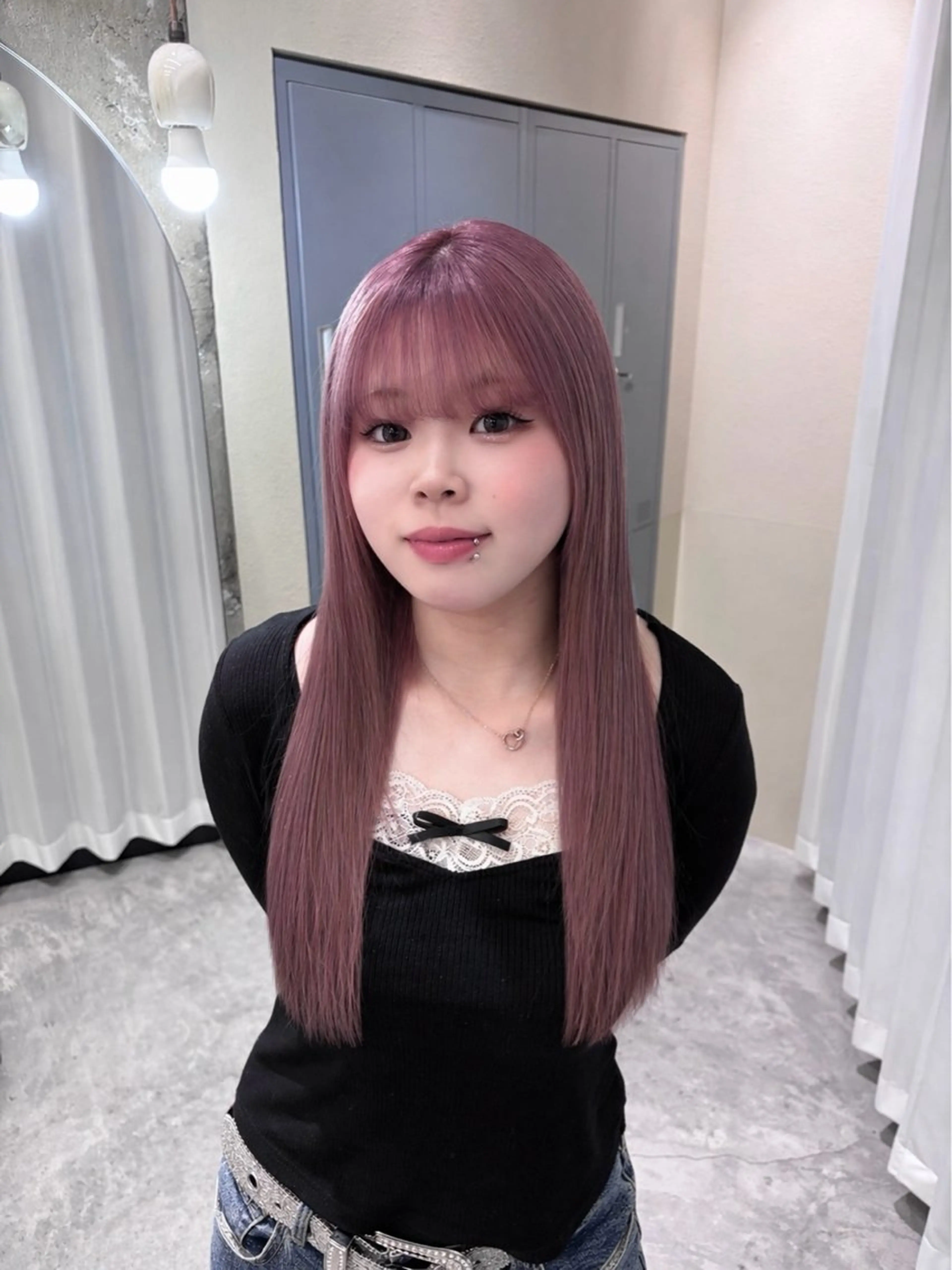 ロング カラー ラベンダーカラー ピンクカラー ピンクラベンダー ヘアカラー Ririka /透明感カラーのヘアスタイル