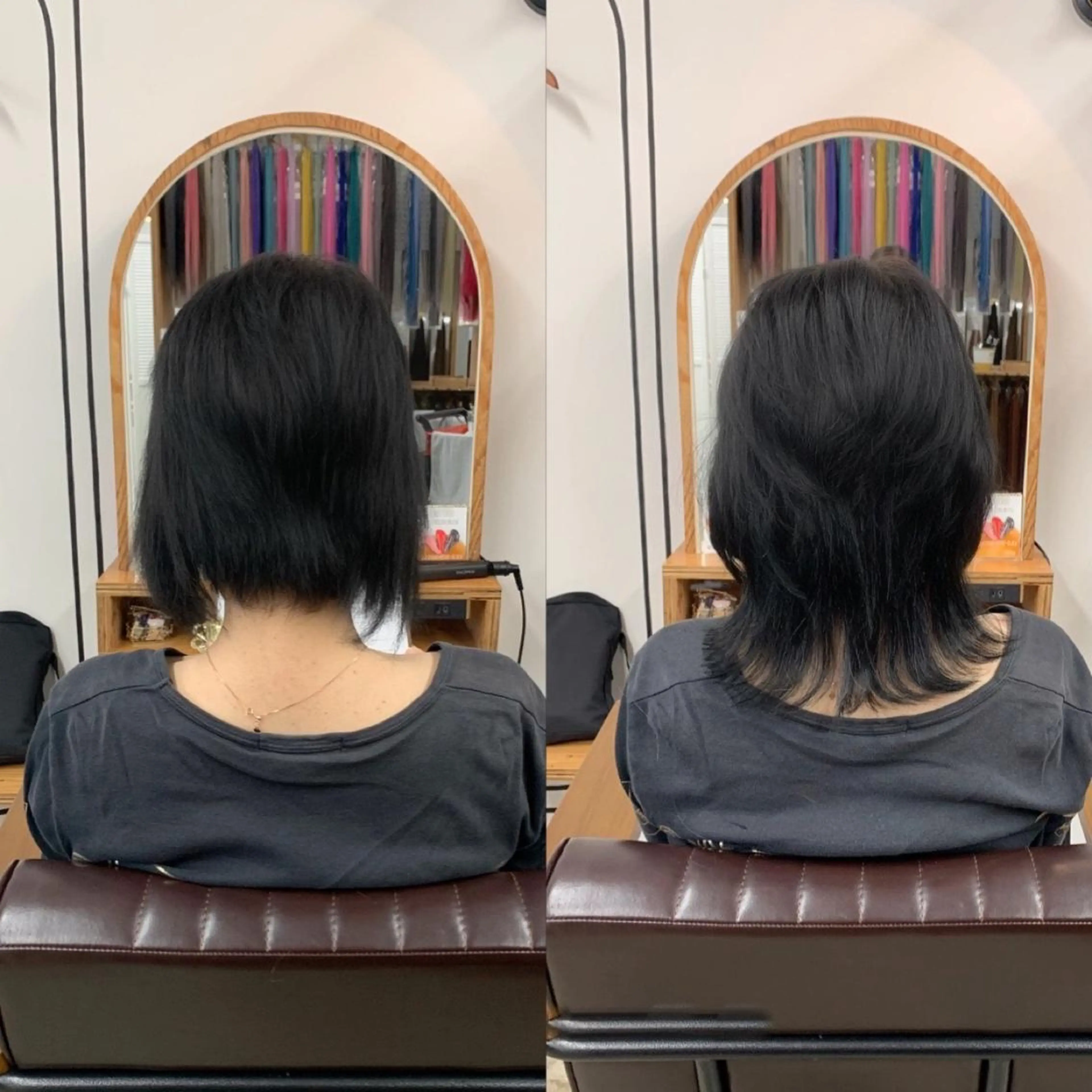 ミディアム ボブ エクステ ウルフカット アイラッシュ ヘアーエクステ専門店のマツエク・マツパデザイン