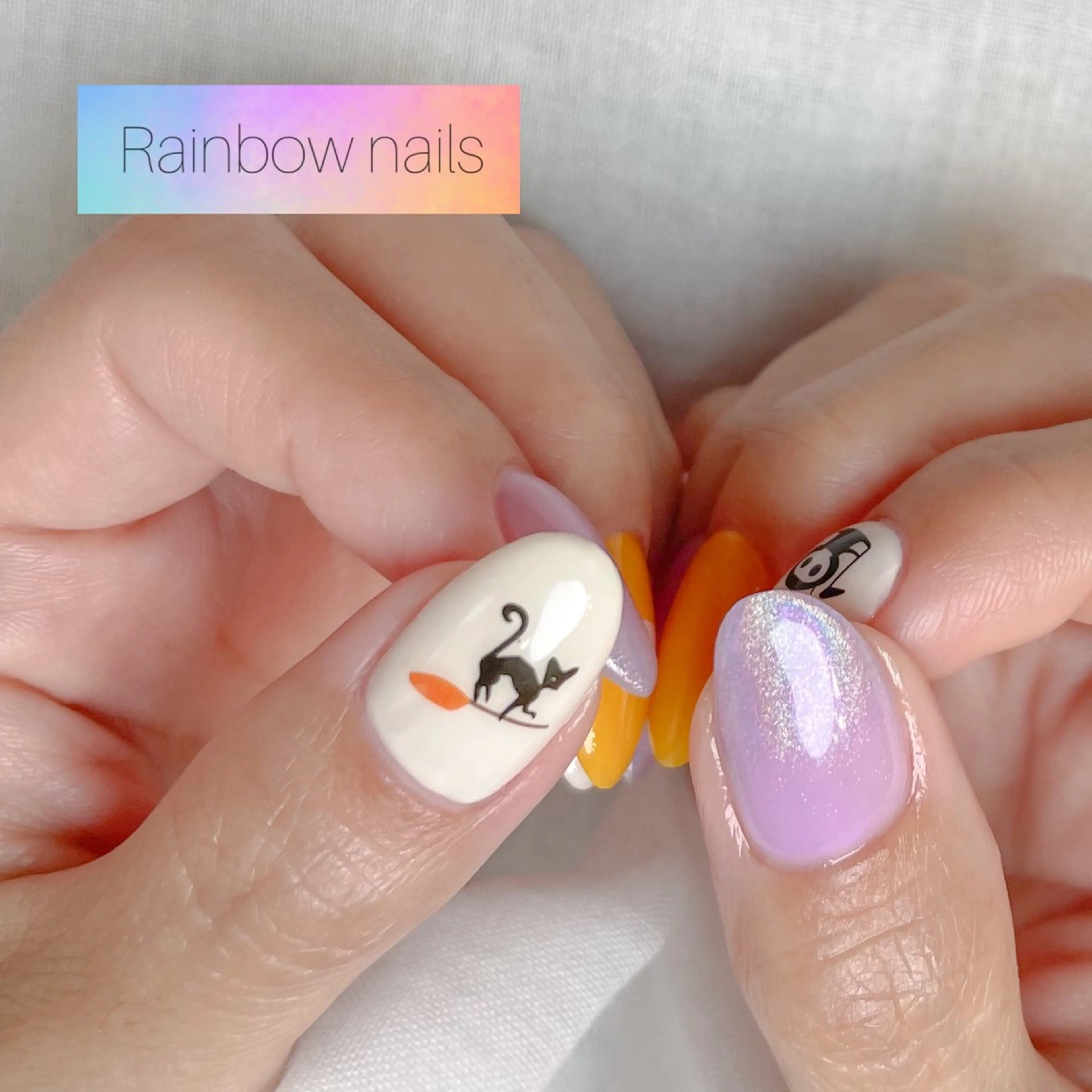 ネイル Rainbow nailsくろちゃんのネイルデザイン
