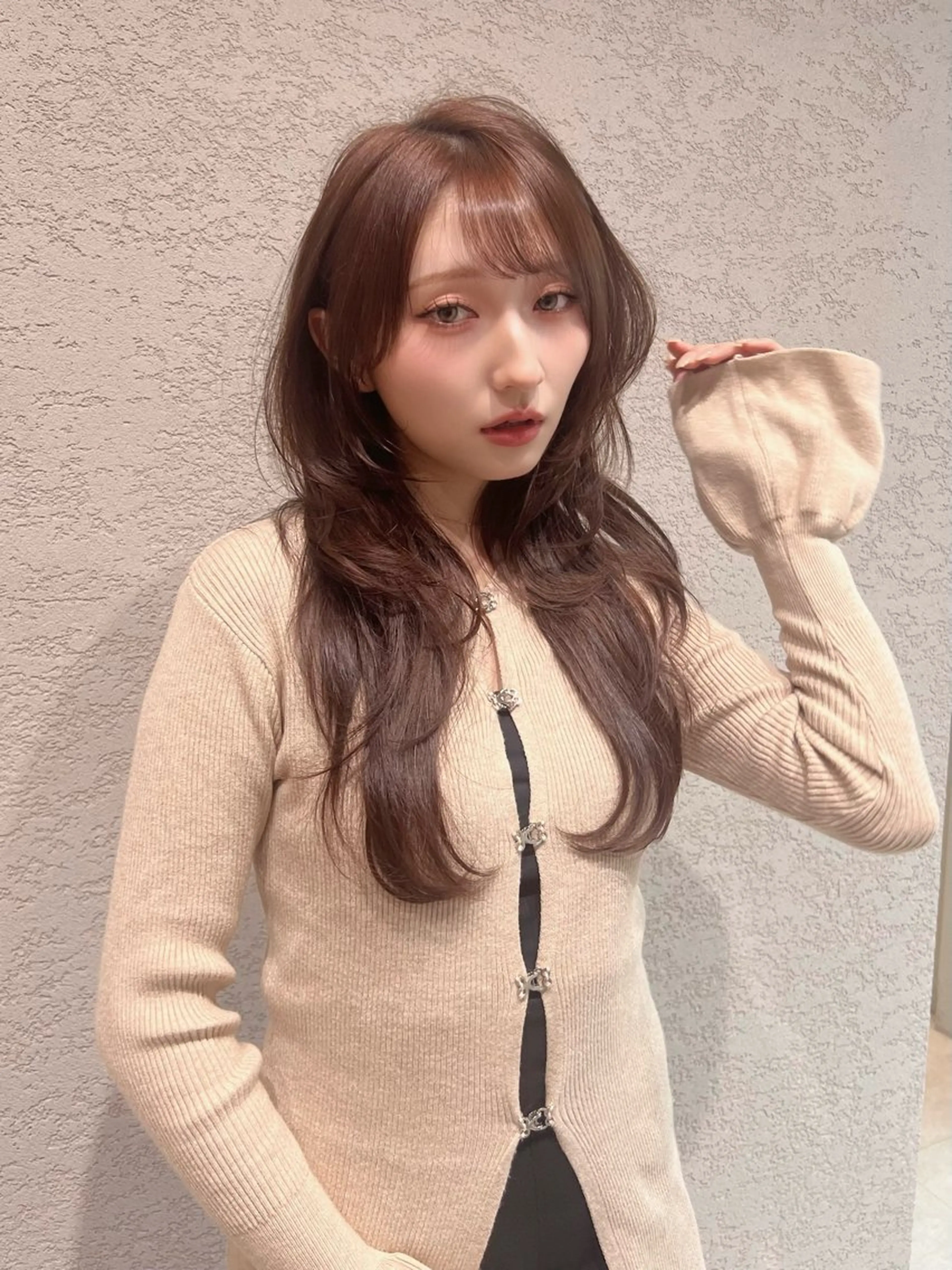 セミロング カラー カット ヘアカラー トリートメント 興津/韓国レイヤー ダブルカラー美髪縮毛のヘアスタイル