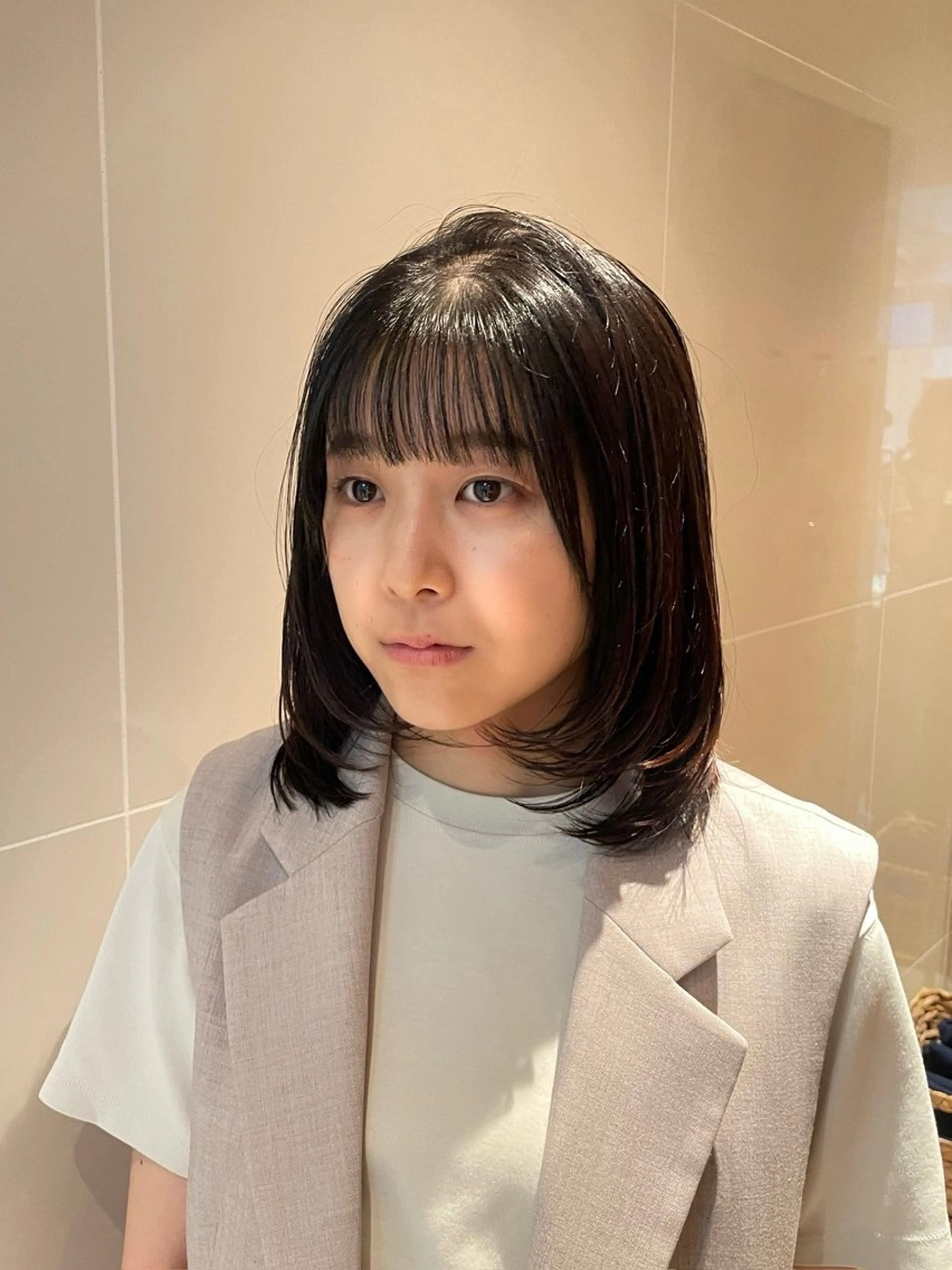 ミディアム レイヤーカット カット トリートメント 縮毛矯正/レイヤー 🌙児玉光瑠のヘアスタイル