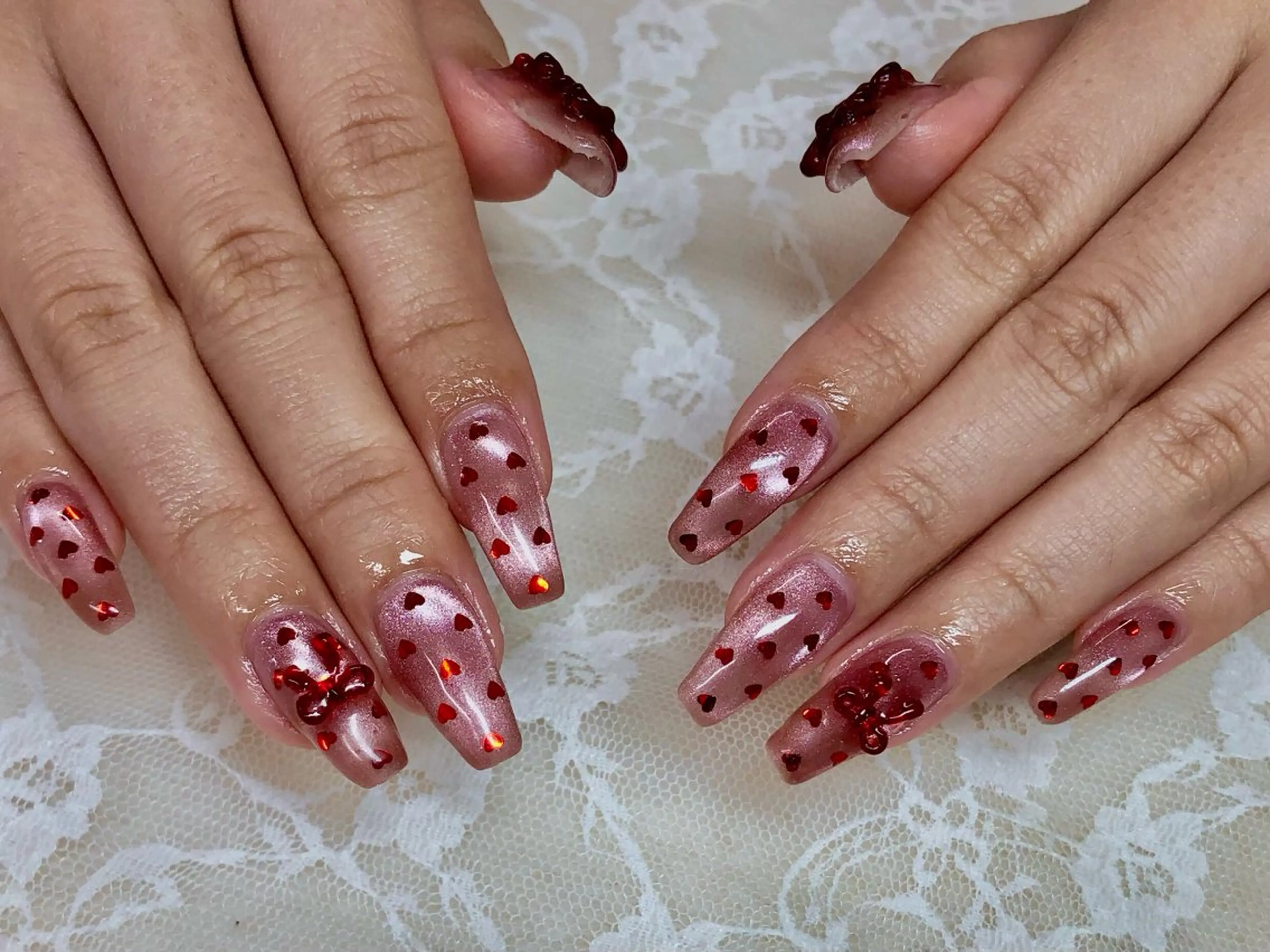 ネイル ガーリー ハート ハンドネイル ハンドケア Epokku ネイルサロンのネイルデザイン