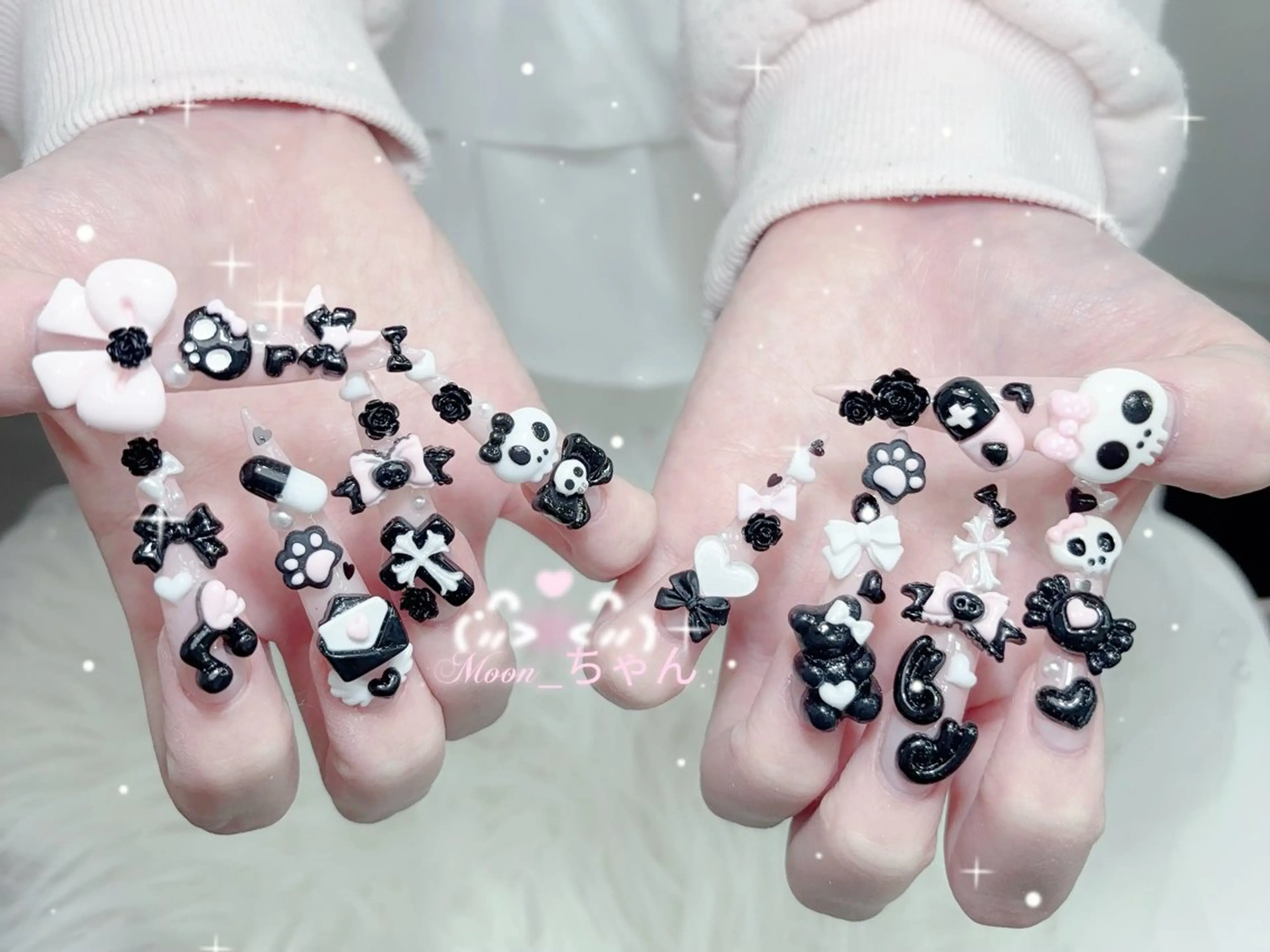 ネイル 成人式 マグネットネイル 大理石ネイル(マーブル) リボン 夏ネイル ハンドネイル MoMoA Nail ネイル長さ出し専門店のネイルデザイン