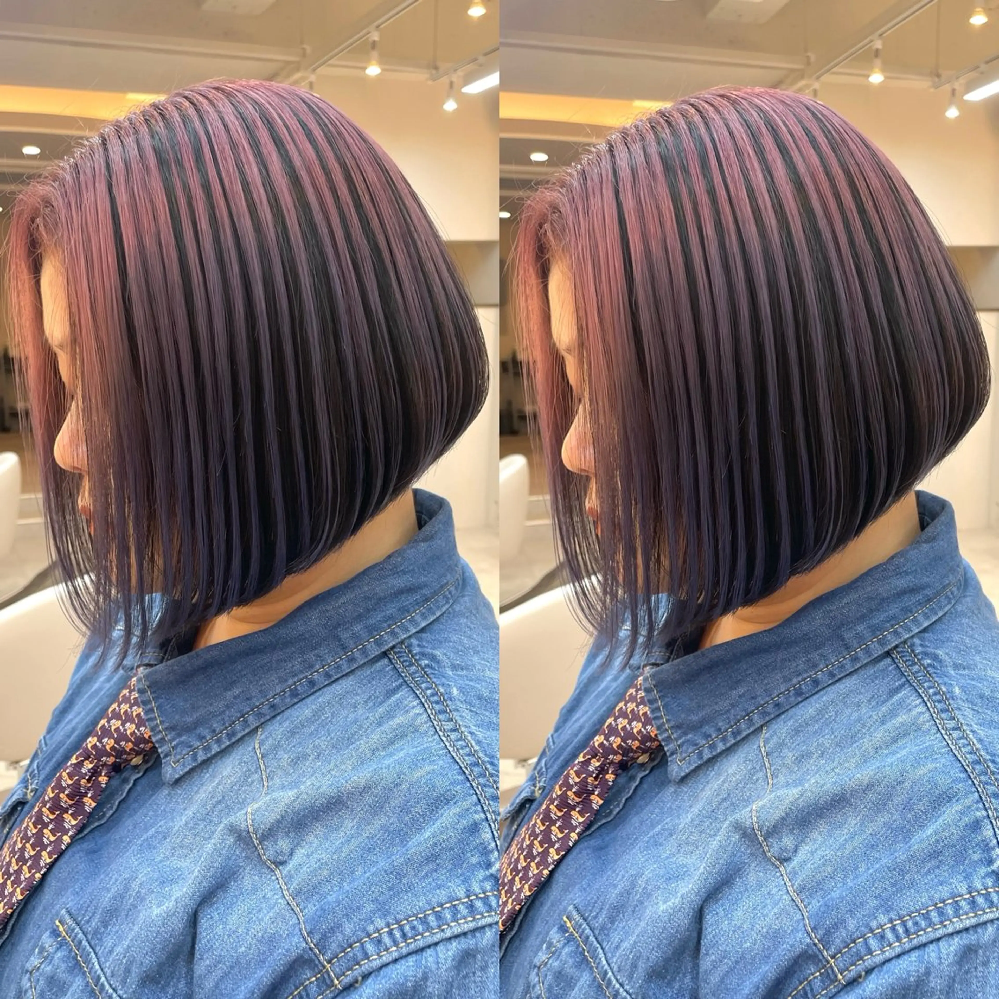 ショート カラー グラデーションカラー ピンクカラー パープルカラー カット ヘアカラー トリートメント ヘアセット ブリーチ無しダブル カラー🦕まどかのヘアスタイル