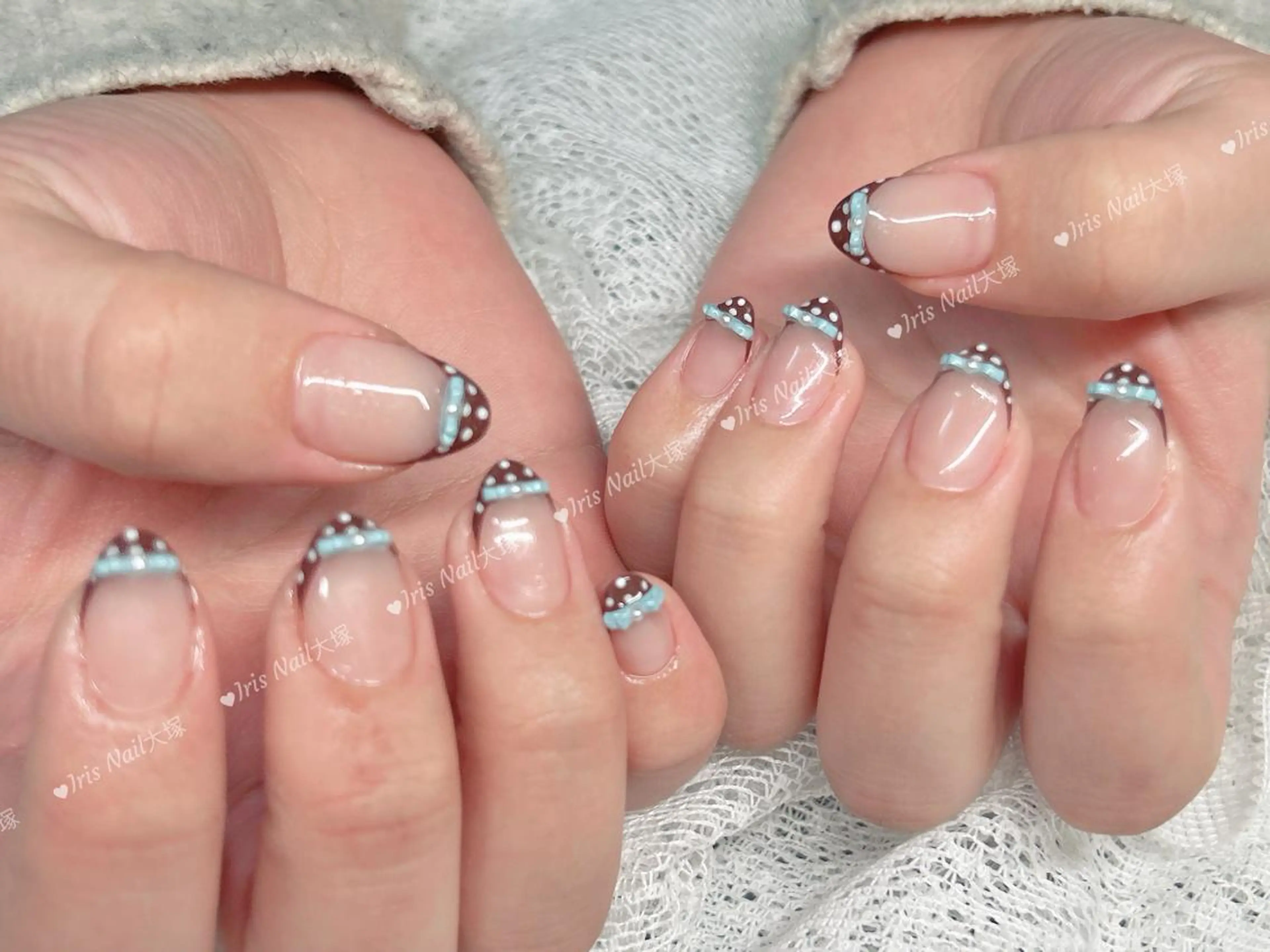 ネイル フレンチネイル リボン ハンドネイル ハンドケア 🍒IRIS Nail🌸のネイルデザイン