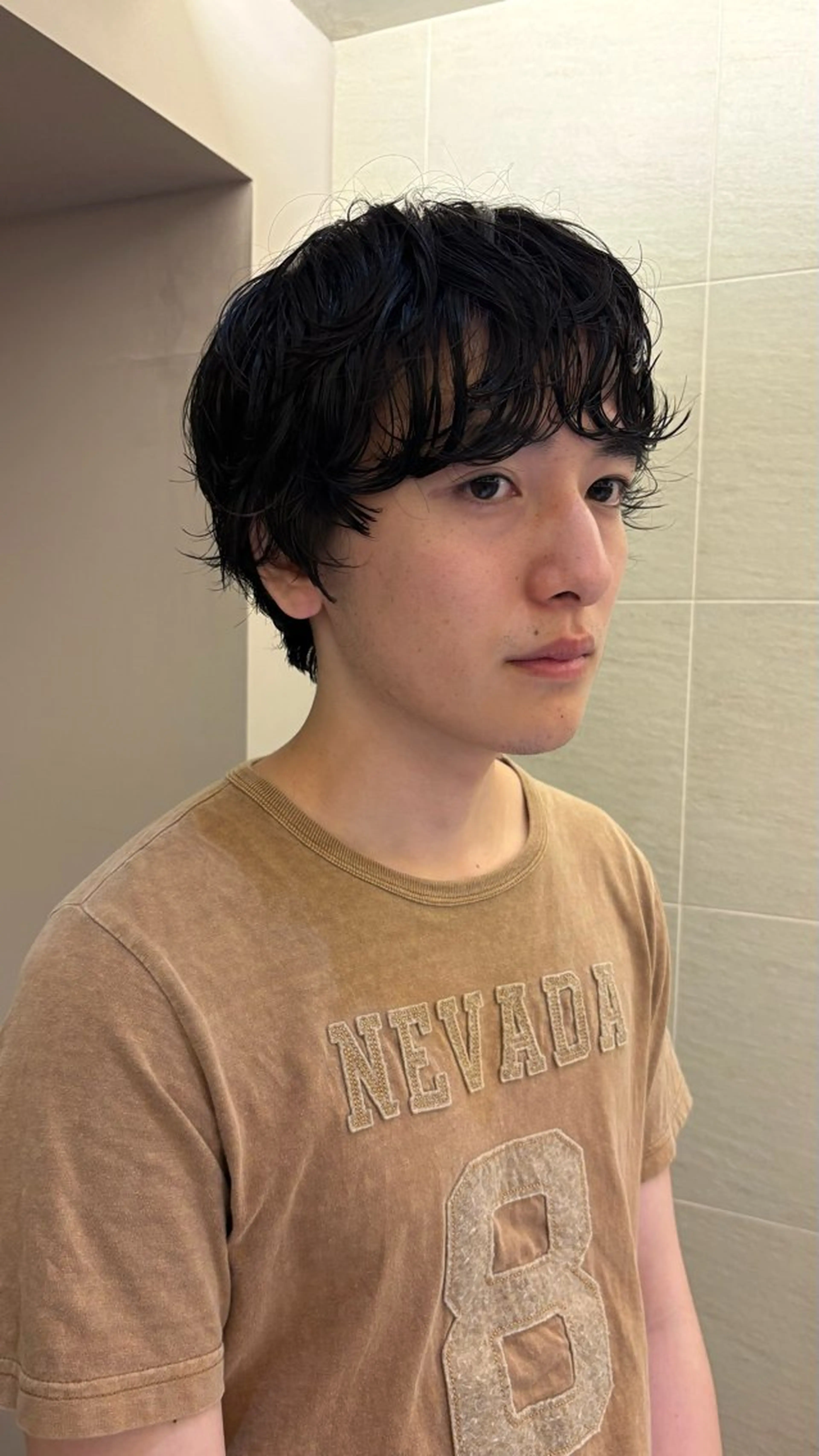 パーマ メンズ カット パーマ 《センターパート / perm》ナミのヘアスタイル