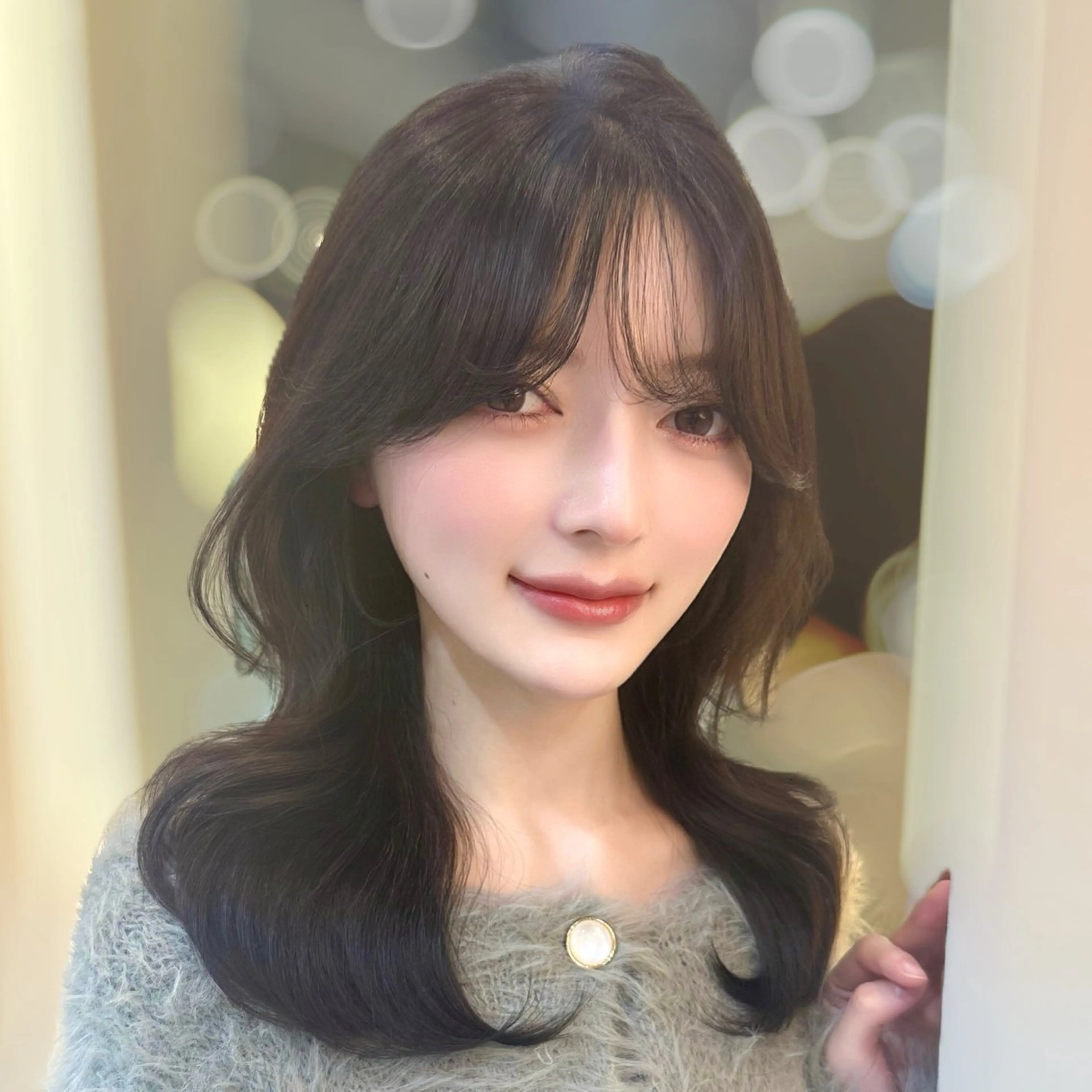 セミロング カラー ベージュカラー ブラウンカラー グレージュ オリーブベージュ オリーブグレージュ カット ヘアカラー トリートメント 新宿/韓国レイヤー 髪質改善カラー/角所のヘアスタイル