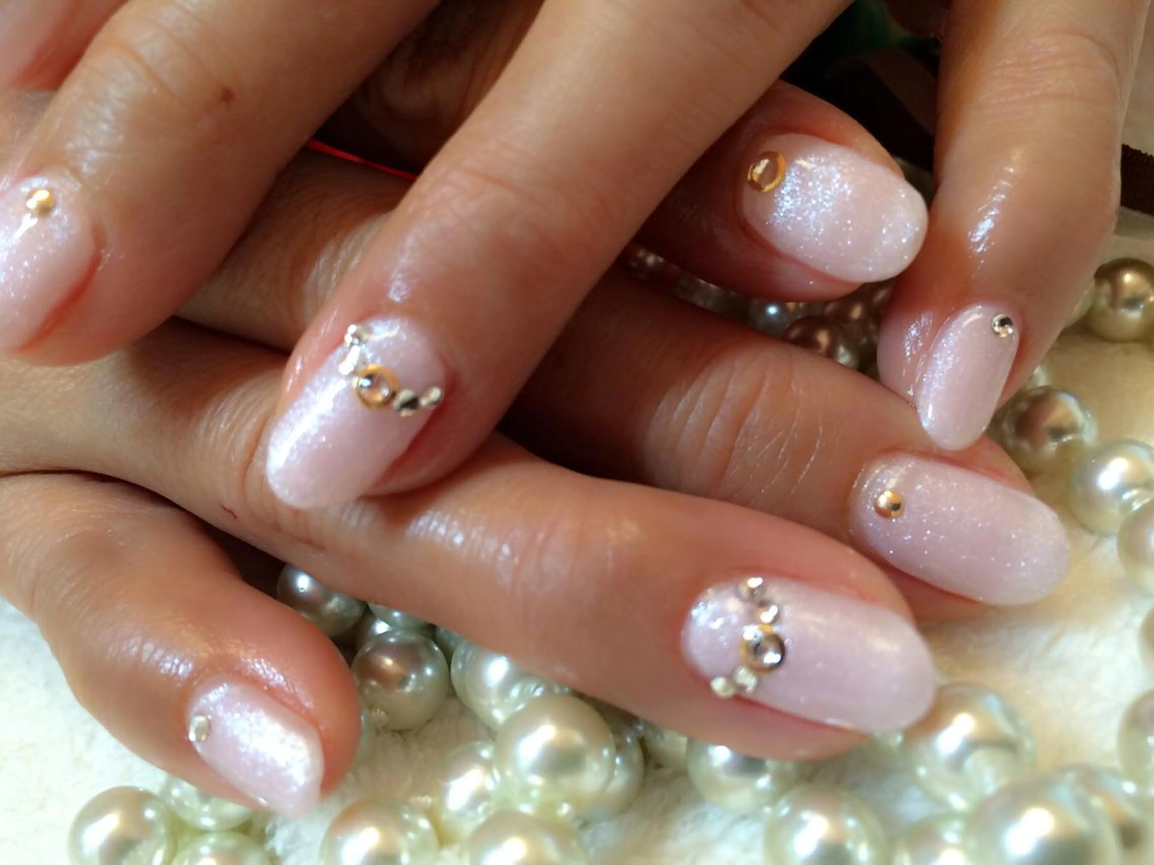 ネイル フレンチネイル ラメ(グリッター) ピンク ストーンネイル mie_ nailのネイルデザイン