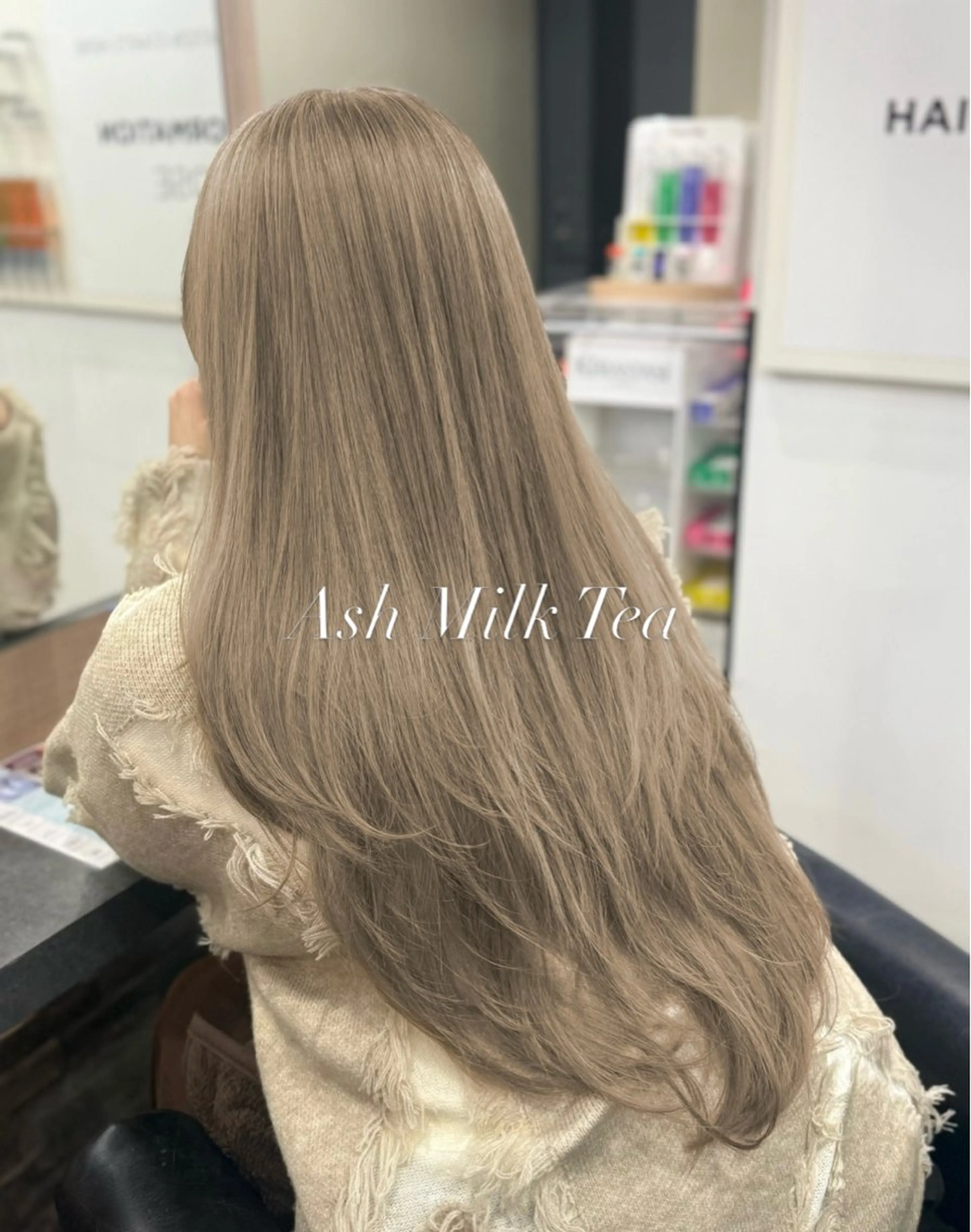 ロング カラー アッシュ ブリーチ ケアブリーチ ハイトーンカラー カット ヘアカラー ハイトーン/エクステ 横浜/RIEのヘアスタイル