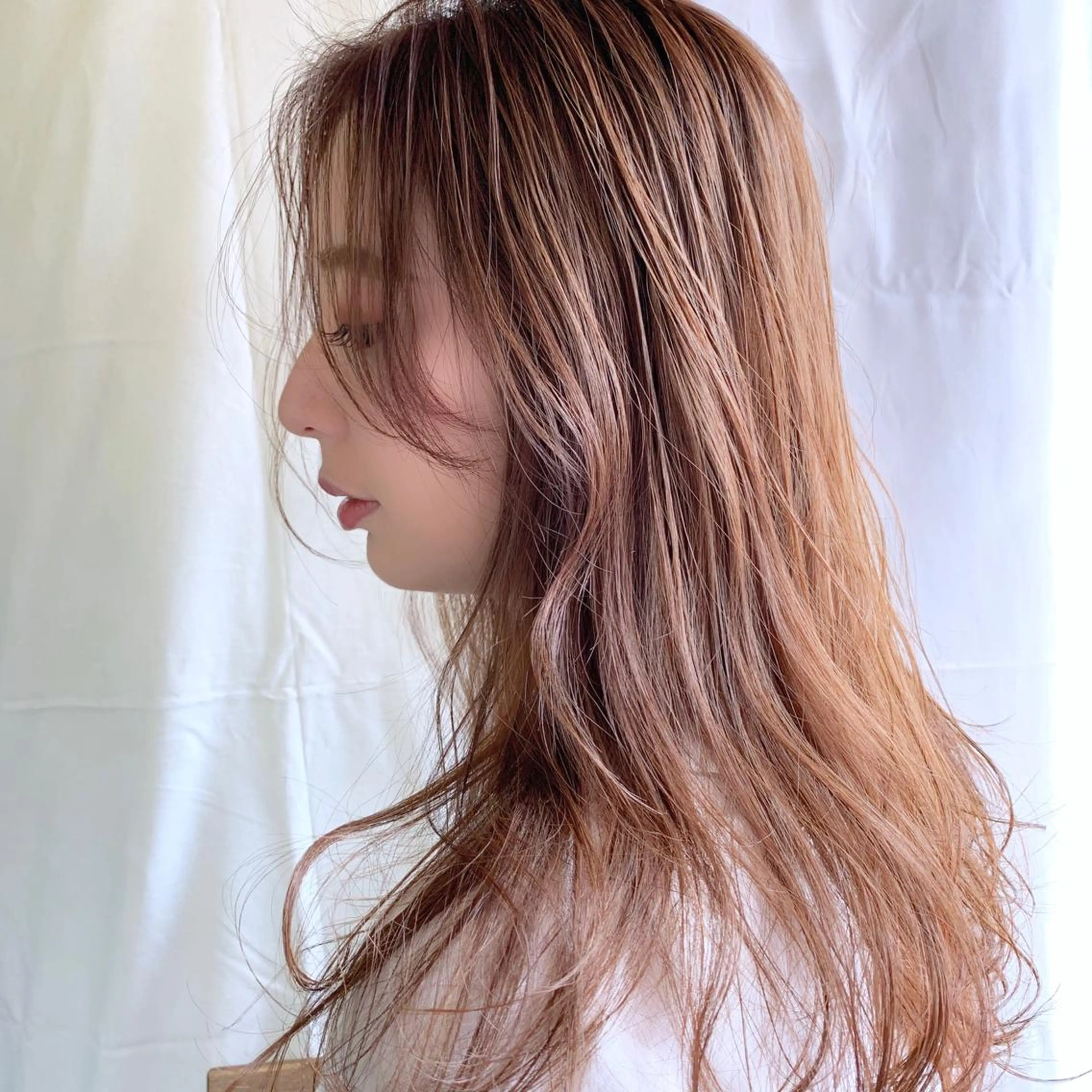 ロング カラー ベージュカラー 薬院:今泉/上川美幸 小顔ボブ/暗髪カラーのヘアスタイル