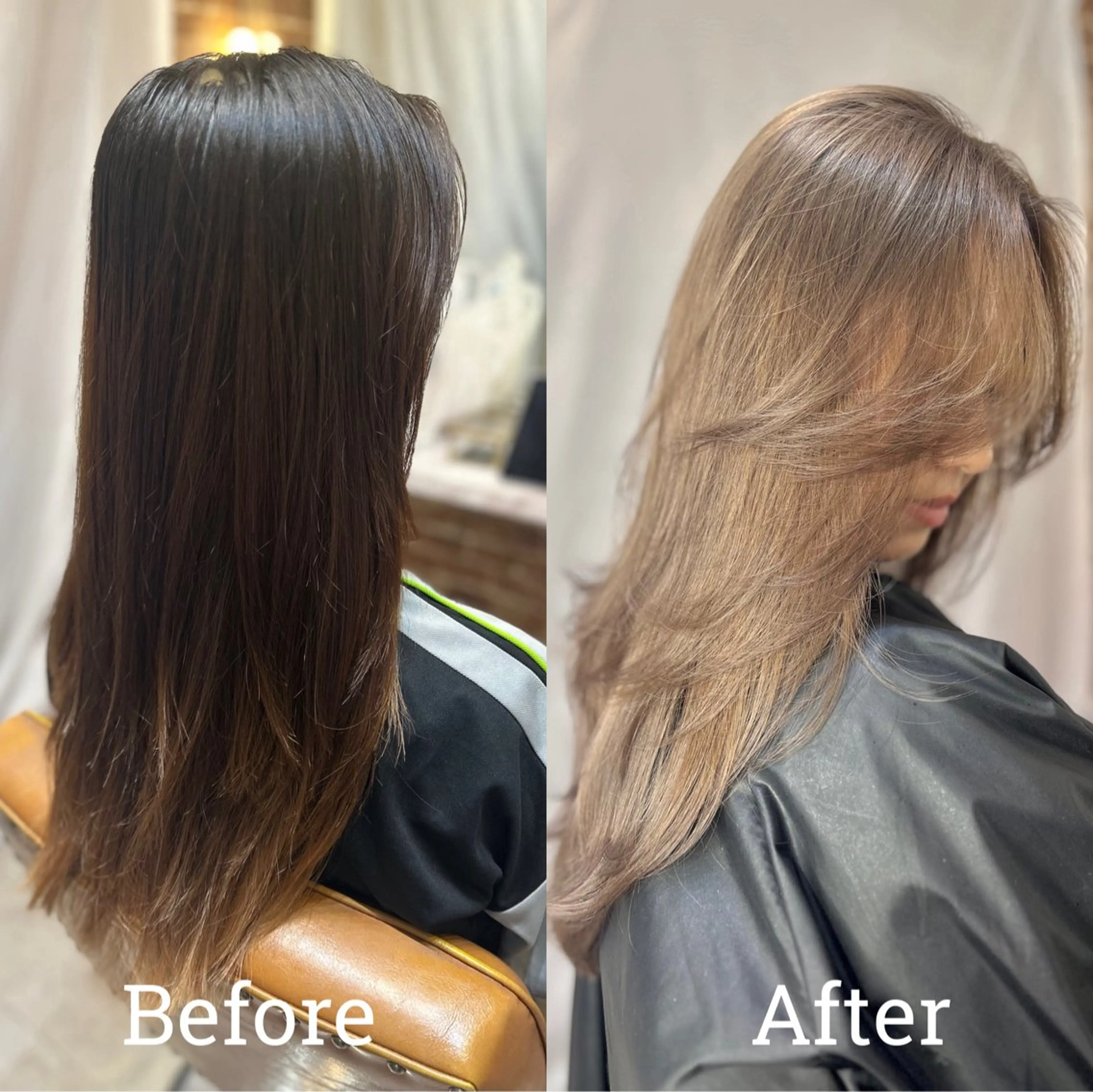 ロング カラー アッシュ ベージュカラー ブリーチ カット ヘアカラー トリートメント レイヤー/ブリーチ HIKARU ♡のヘアスタイル