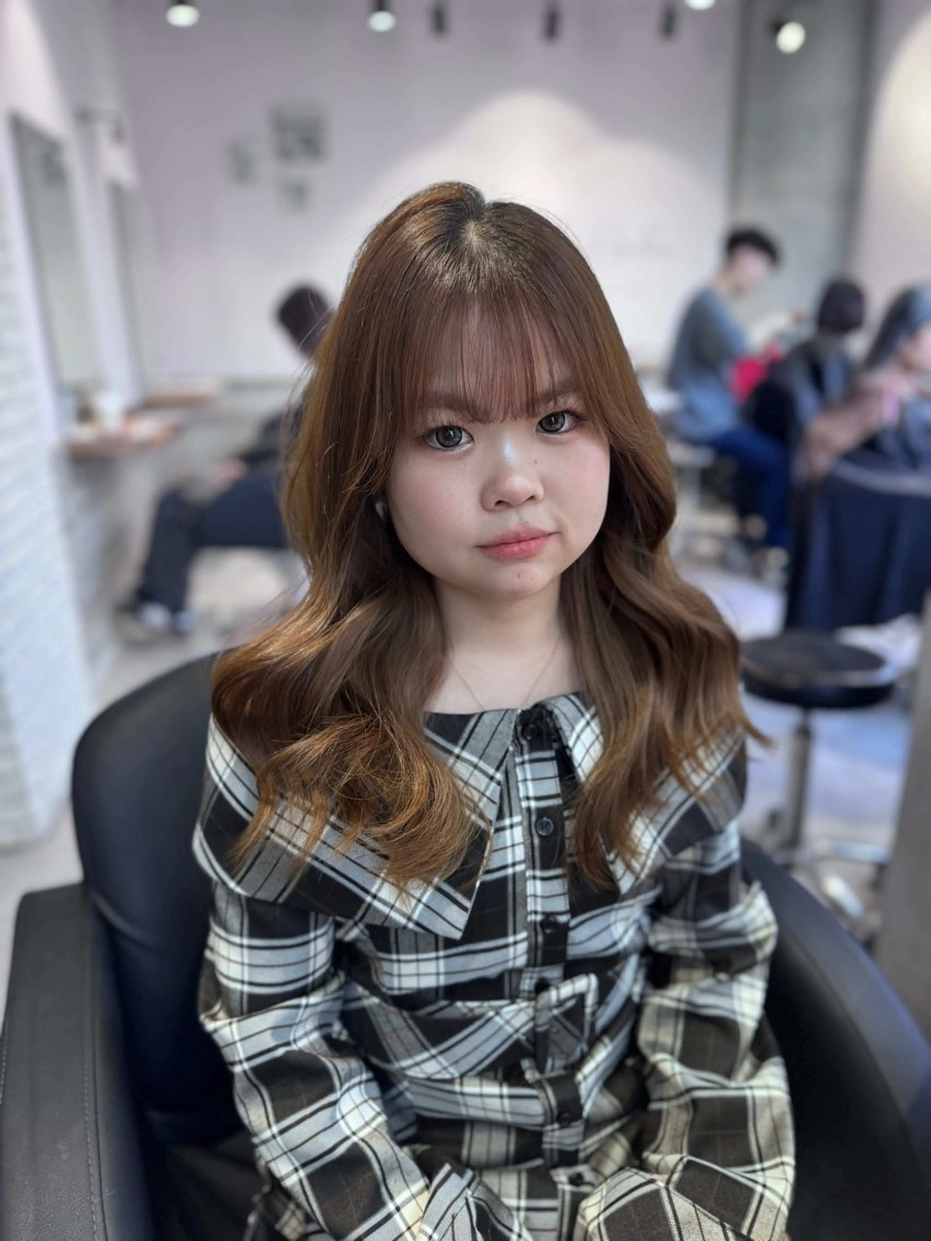 セミロング 顔周りカット 韓国風ヘア 小顔カット カット 🎀Lupi /梅田 /Bian🤍のヘアスタイル