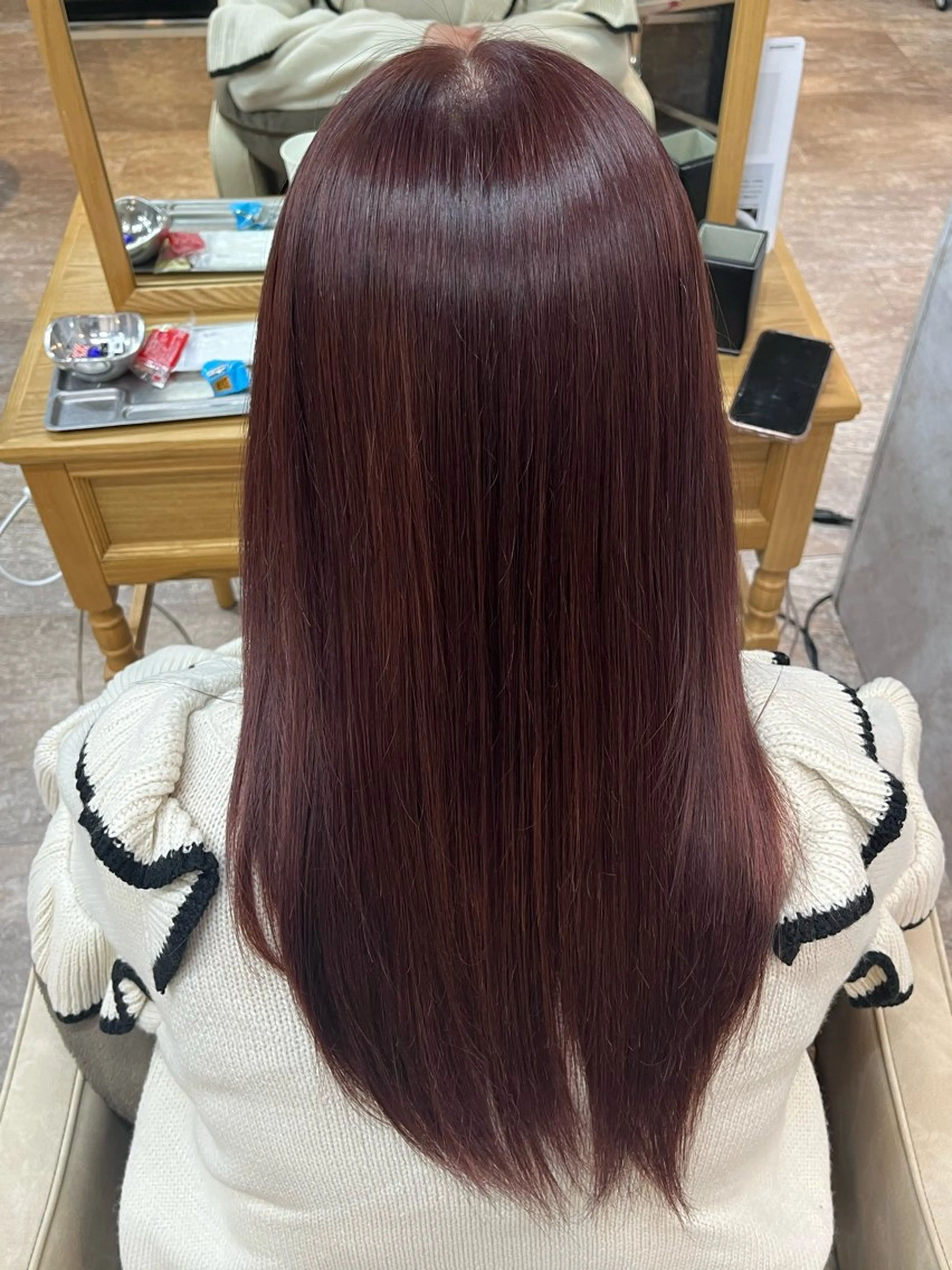 セミロング ヘアカラー 縮毛矯正⚡️カラー いいじまのヘアスタイル