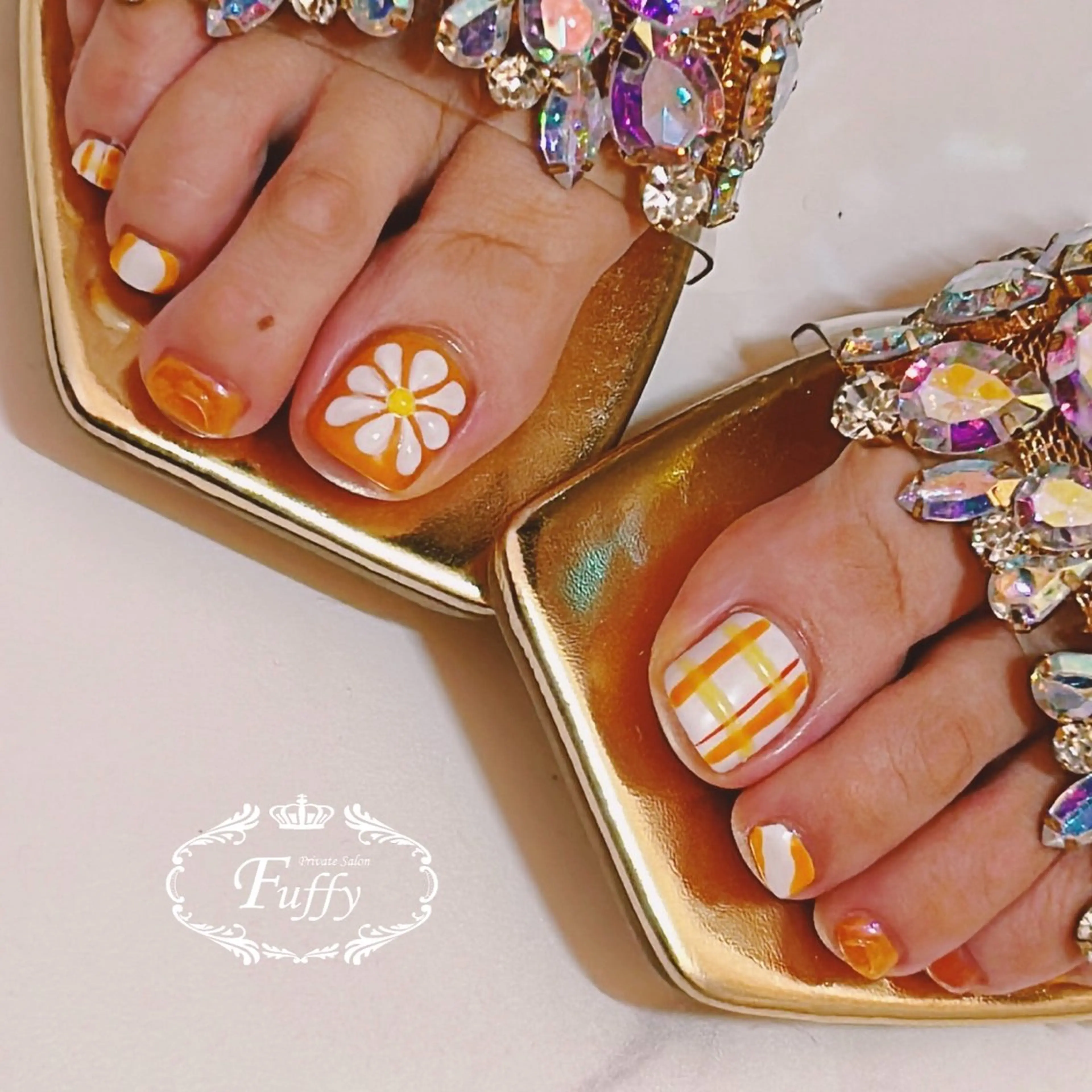 ご新規様　フット＊ジェルネイル　アート9​〜​10本［他店オフ込み］の写真