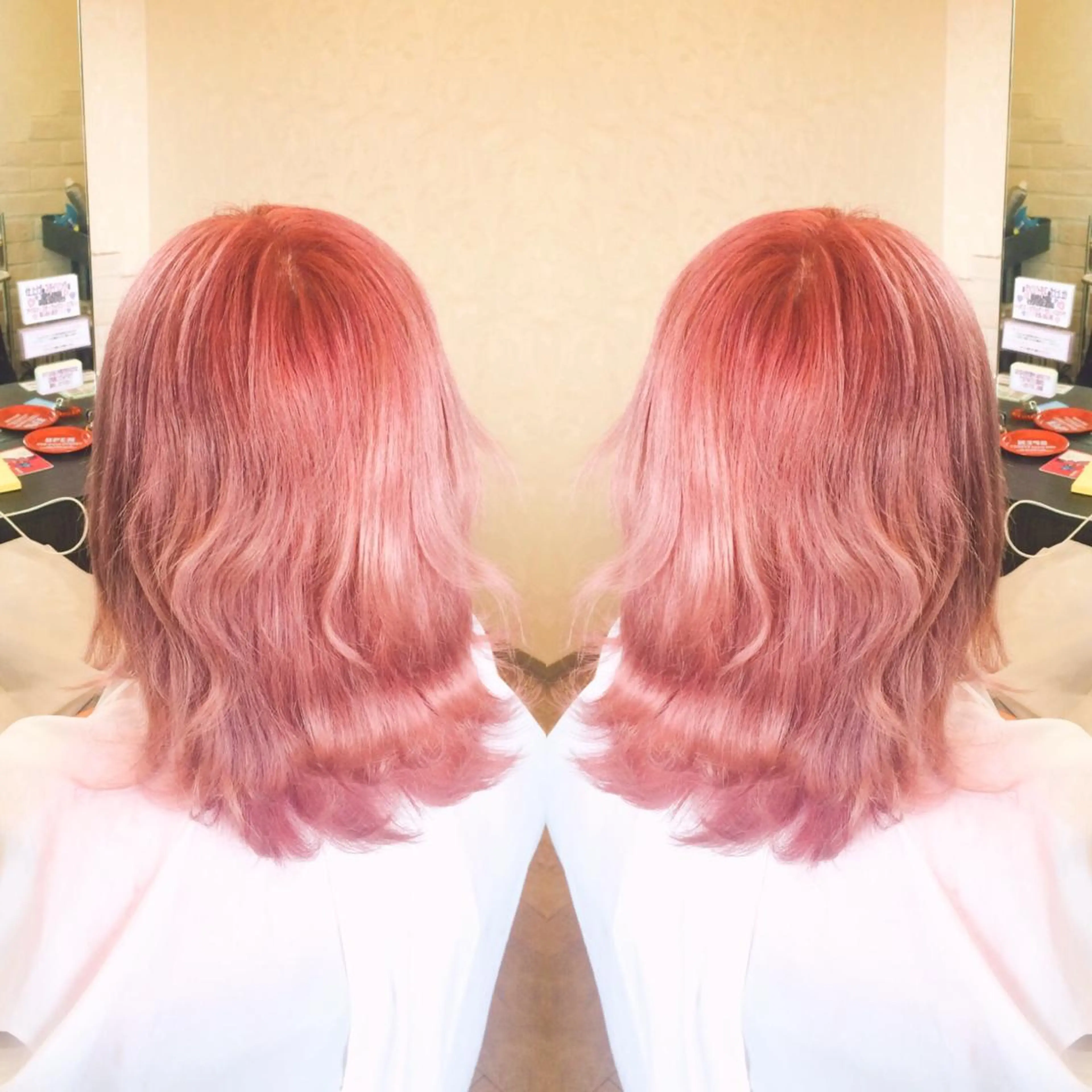 ロング カラー ピンクカラー 💓シールエクステ ルミエールのヘアスタイル