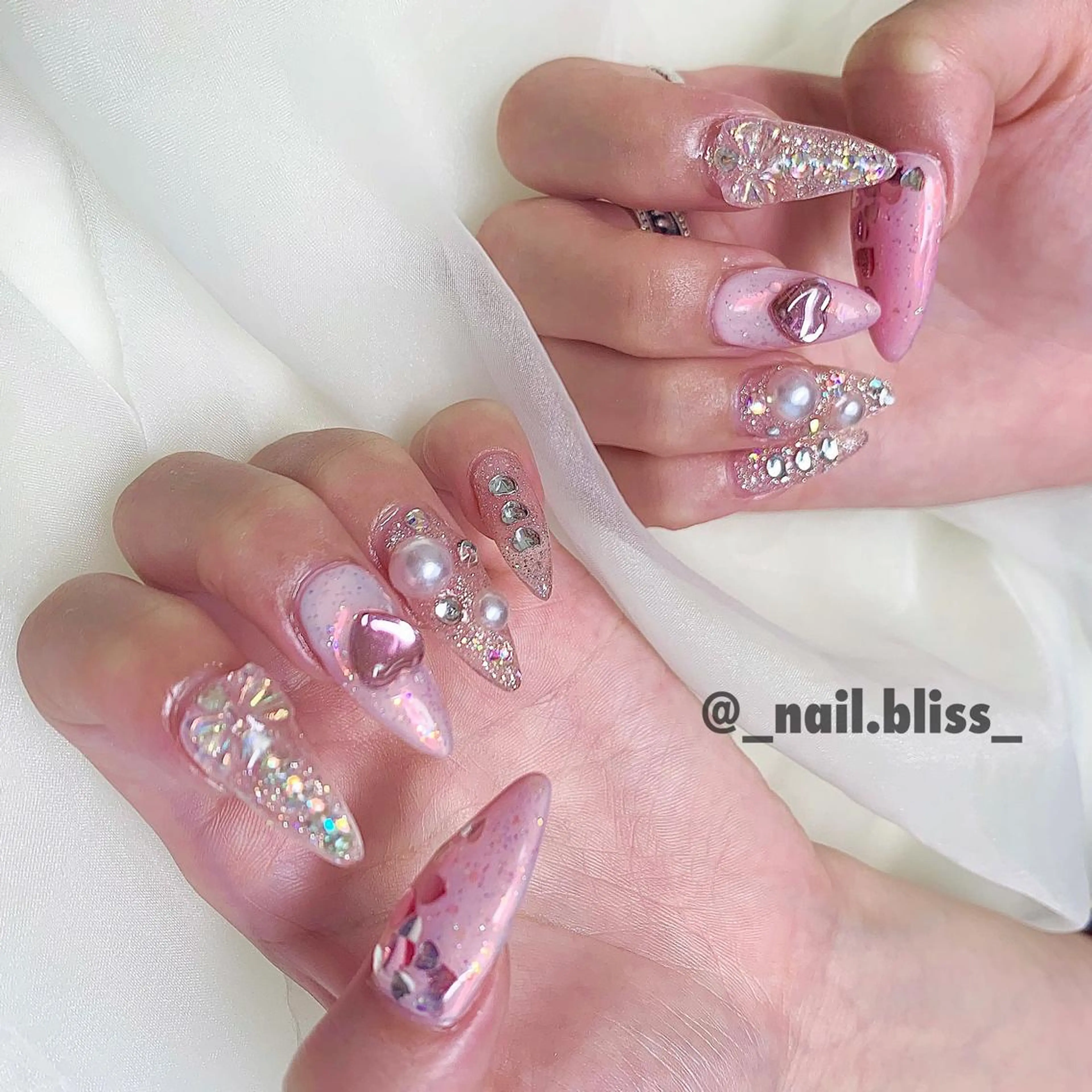 ネイル 氷ネイル・うるうるネイル ピンク NAIL BLISSのネイルデザイン