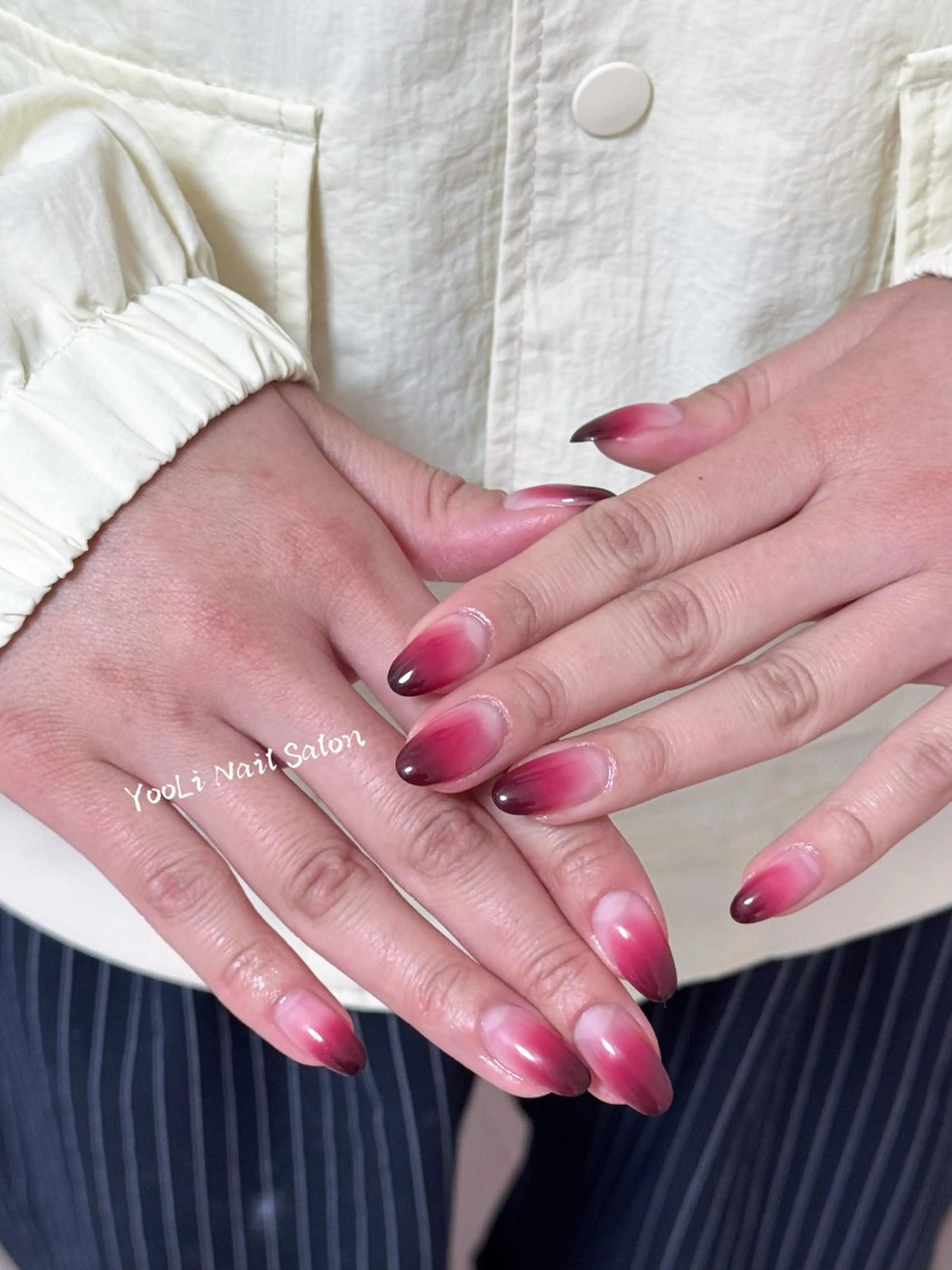 ネイル アートネイル オーロラネイル チークネイル フレンチネイル ガラスフレンチ ハンドネイル 🎀🎀YooLi Nail Salonのネイルデザイン