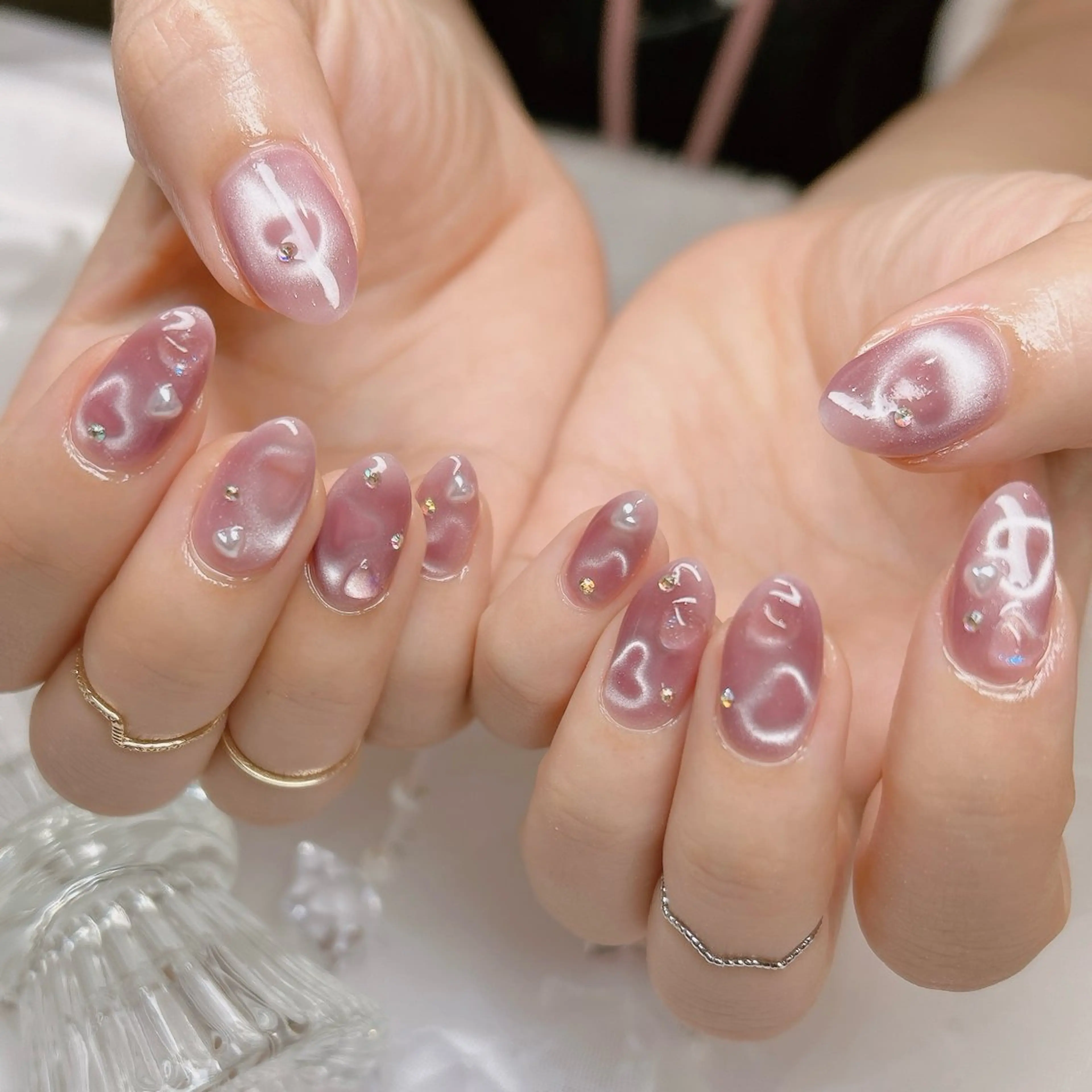 ネイル ハート マグネットネイル ハンドネイル junna 金山.東別院.上前津のネイルデザイン