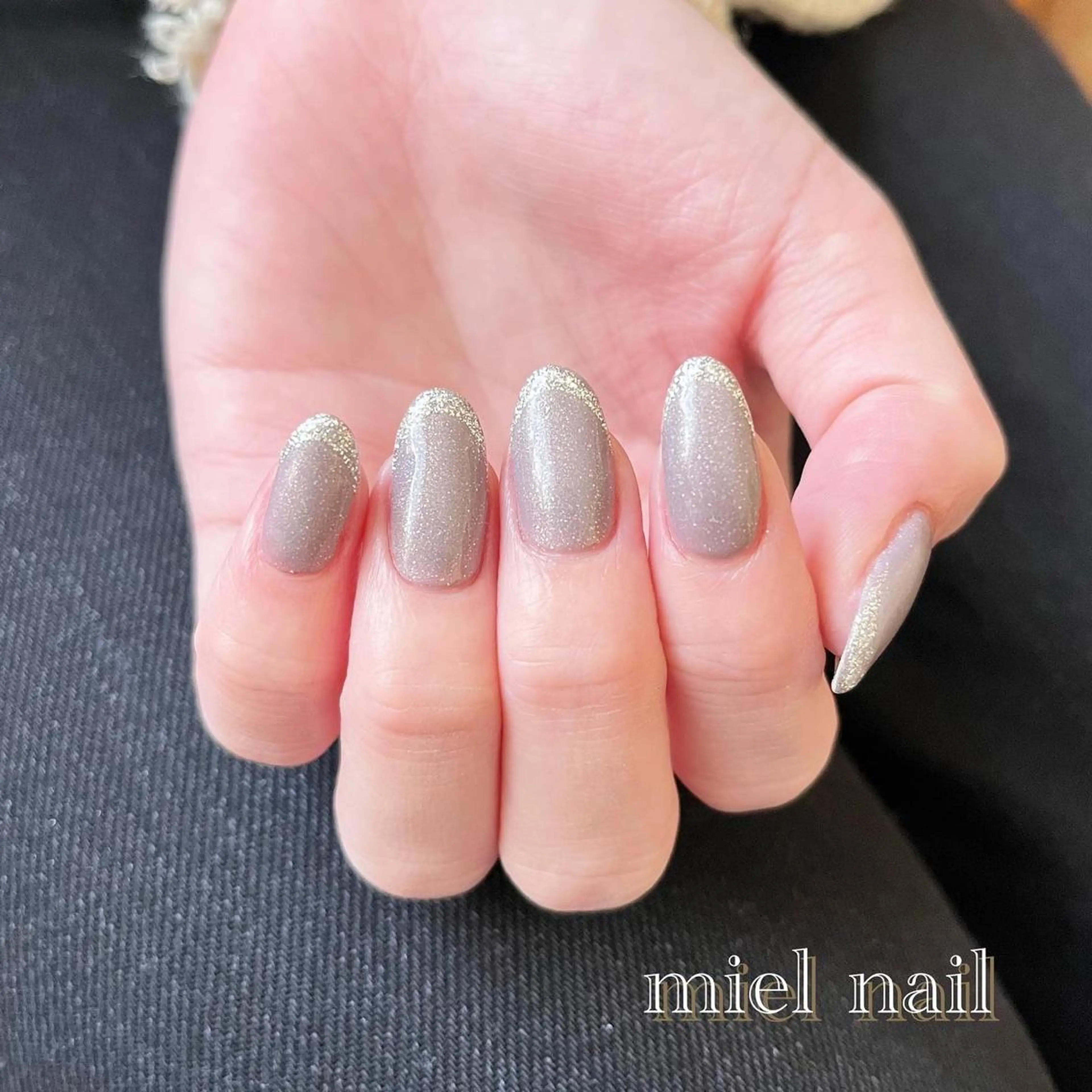 ネイル フレンチネイル ラメ(グリッター) ニュアンスネイル miel nailのネイルデザイン