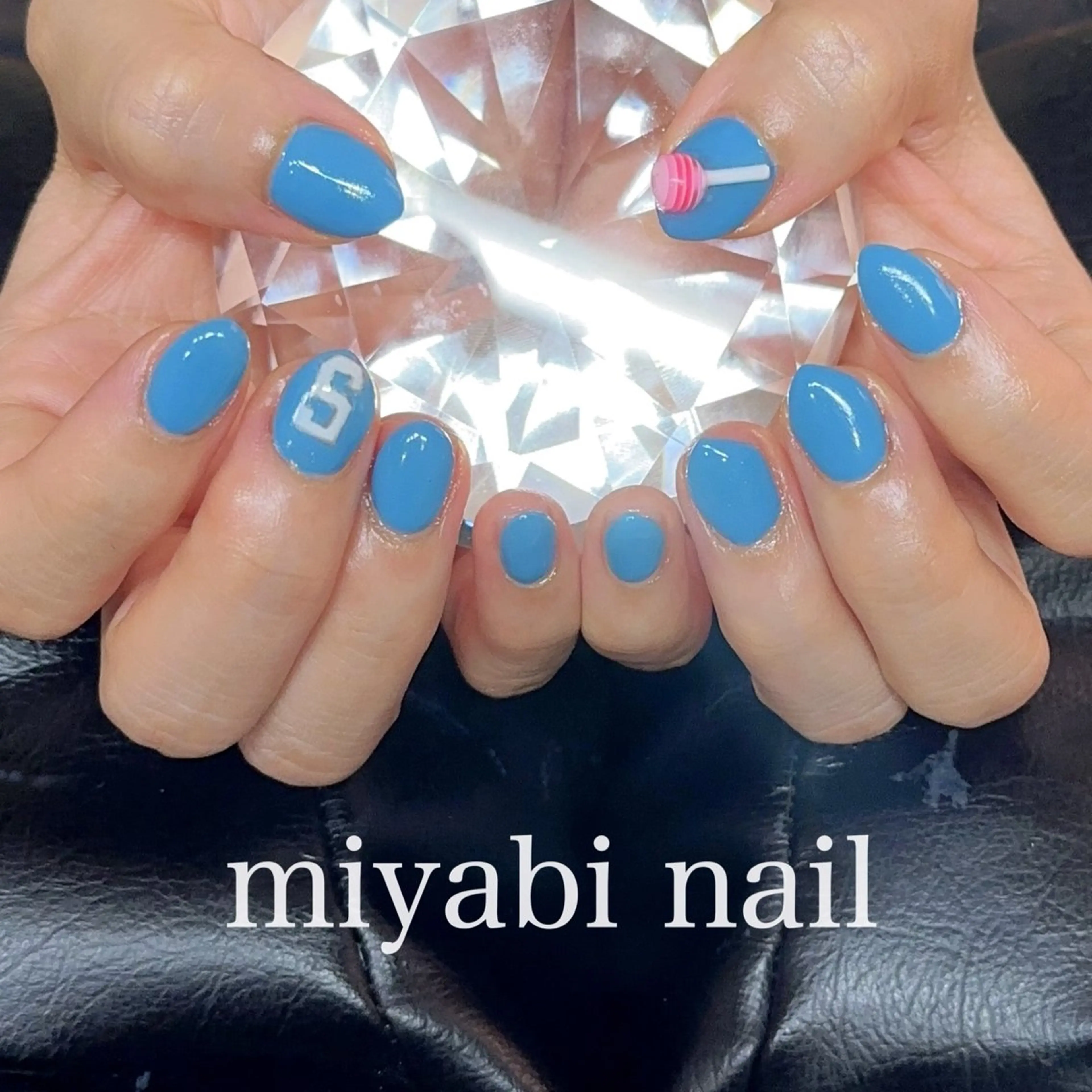 ネイル ブルー ジェルネイル 持ち込み ハンドネイル miyabi nail 桂川駅近くのネイルデザイン