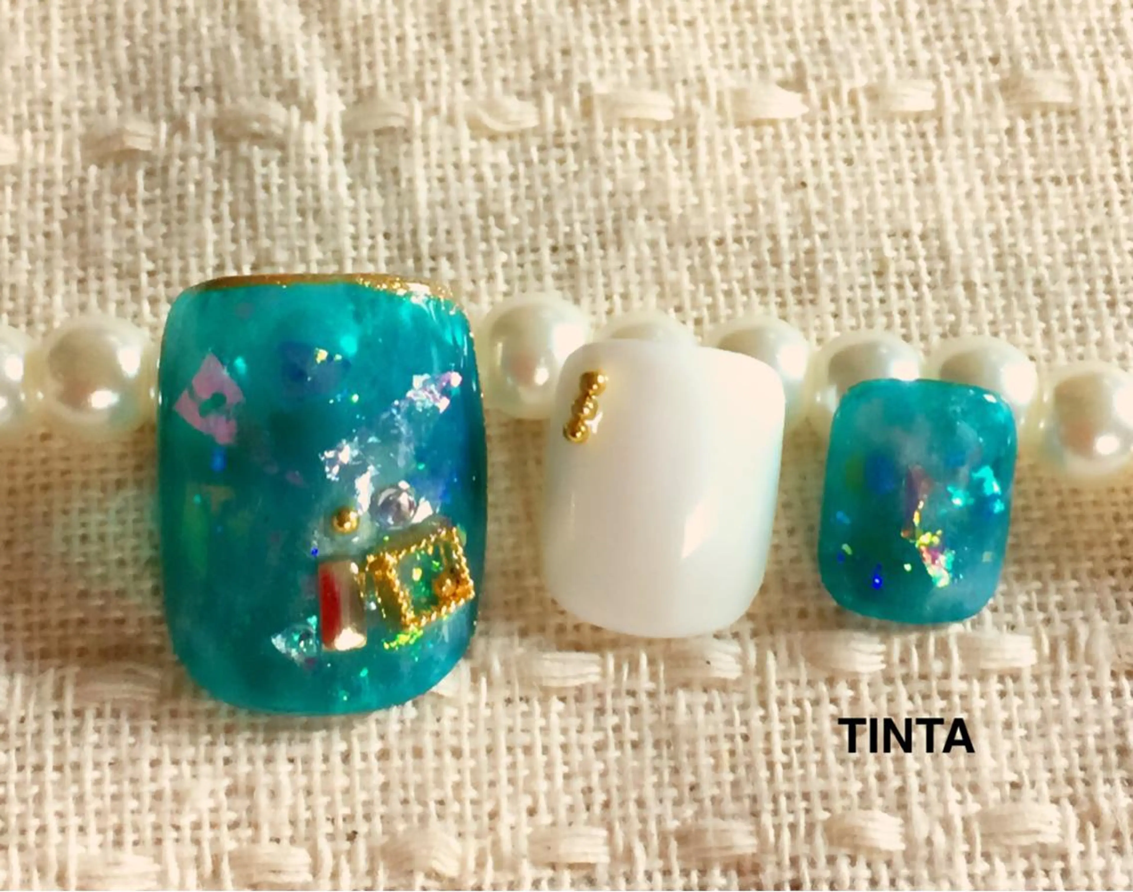 ネイル ブルー フットネイル 馬場 典子のネイルデザイン