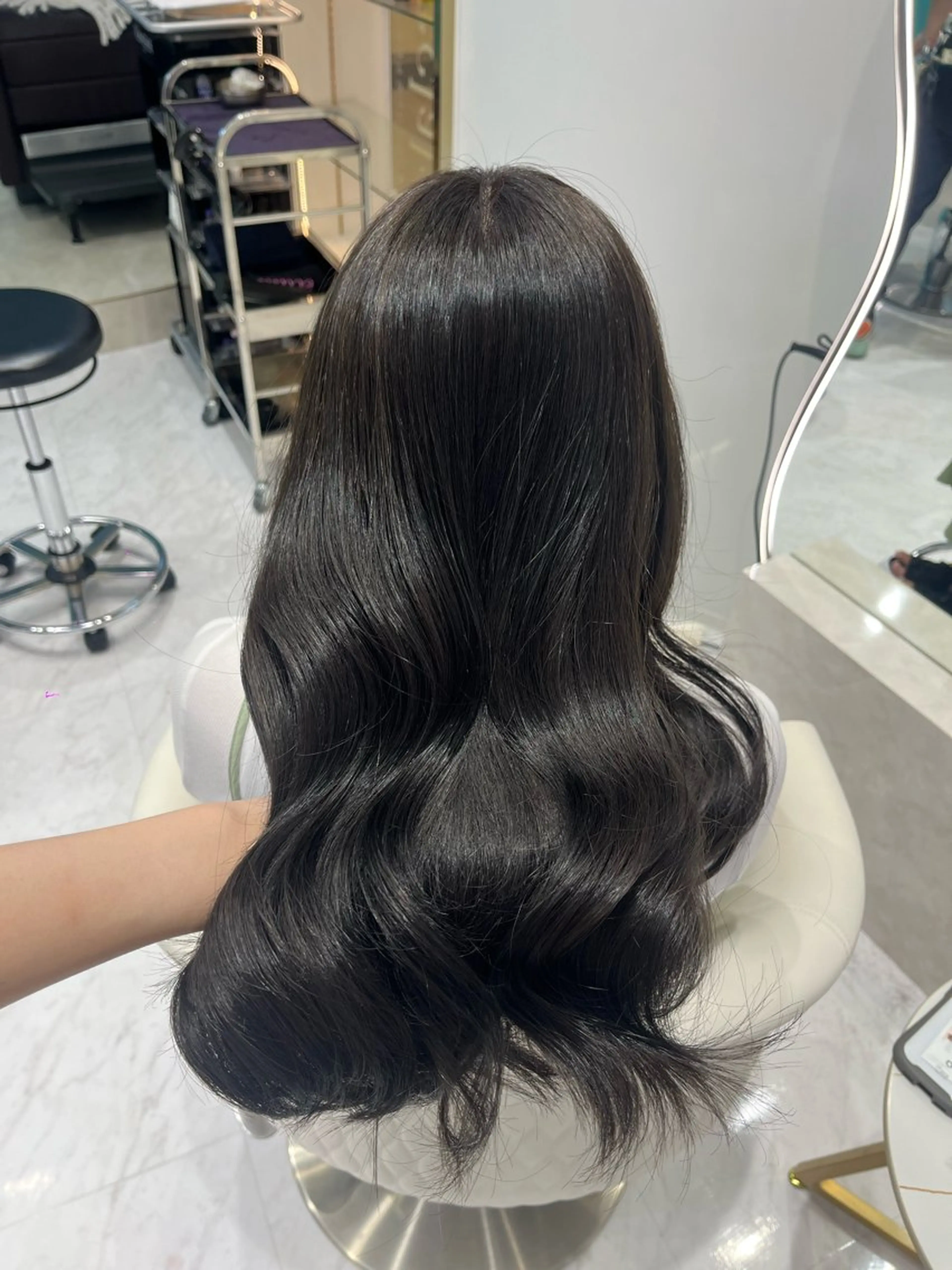 セミロング カラー ダークグレー ダークグレージュ グレージュ カット ヘアカラー トリートメント 名駅/大人韓国ヘア 艶カラー/Rihoのヘアスタイル