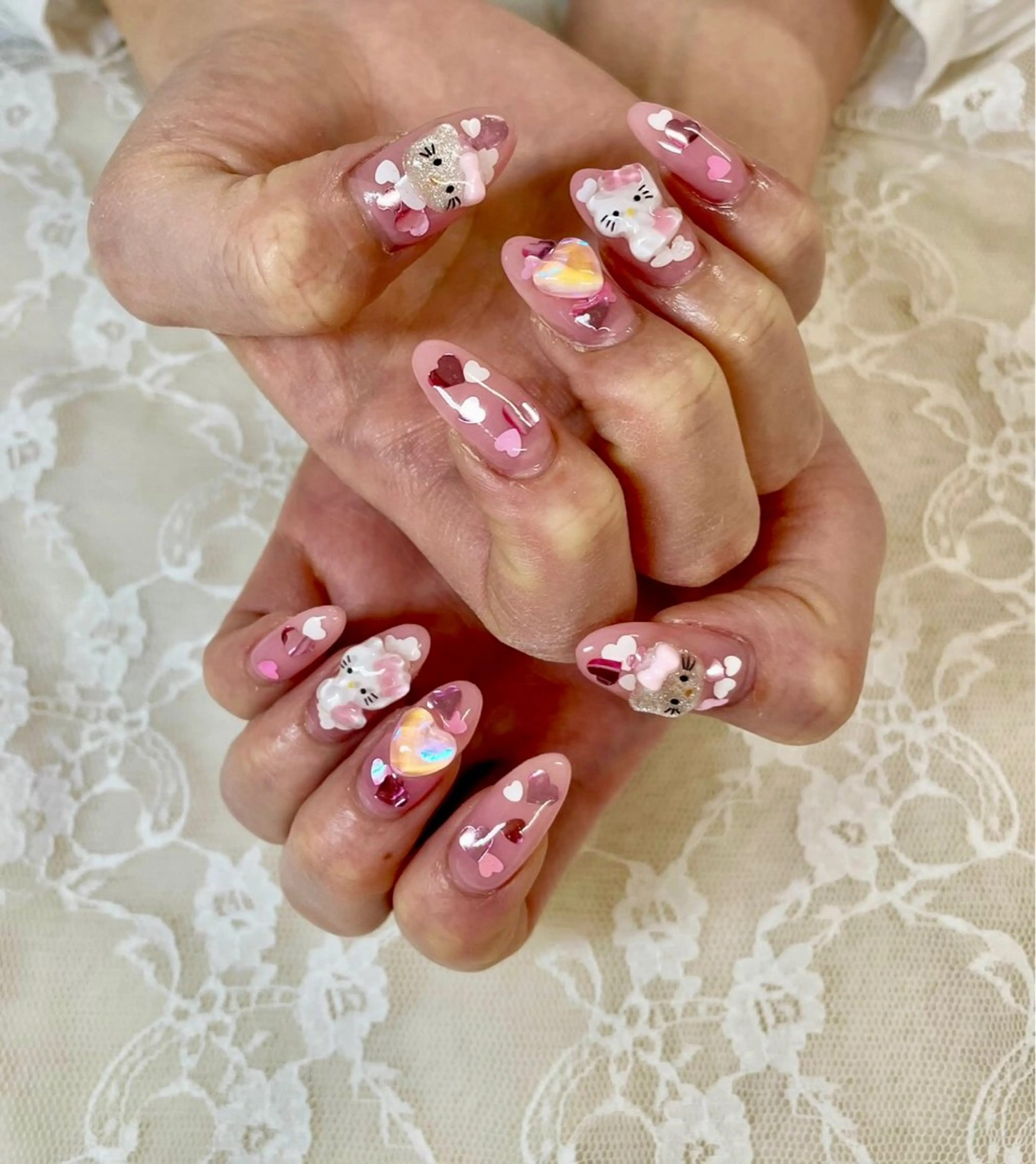 ネイル ハート ピンク ハンドネイル ハンドケア Epokku ネイルサロンのネイルデザイン