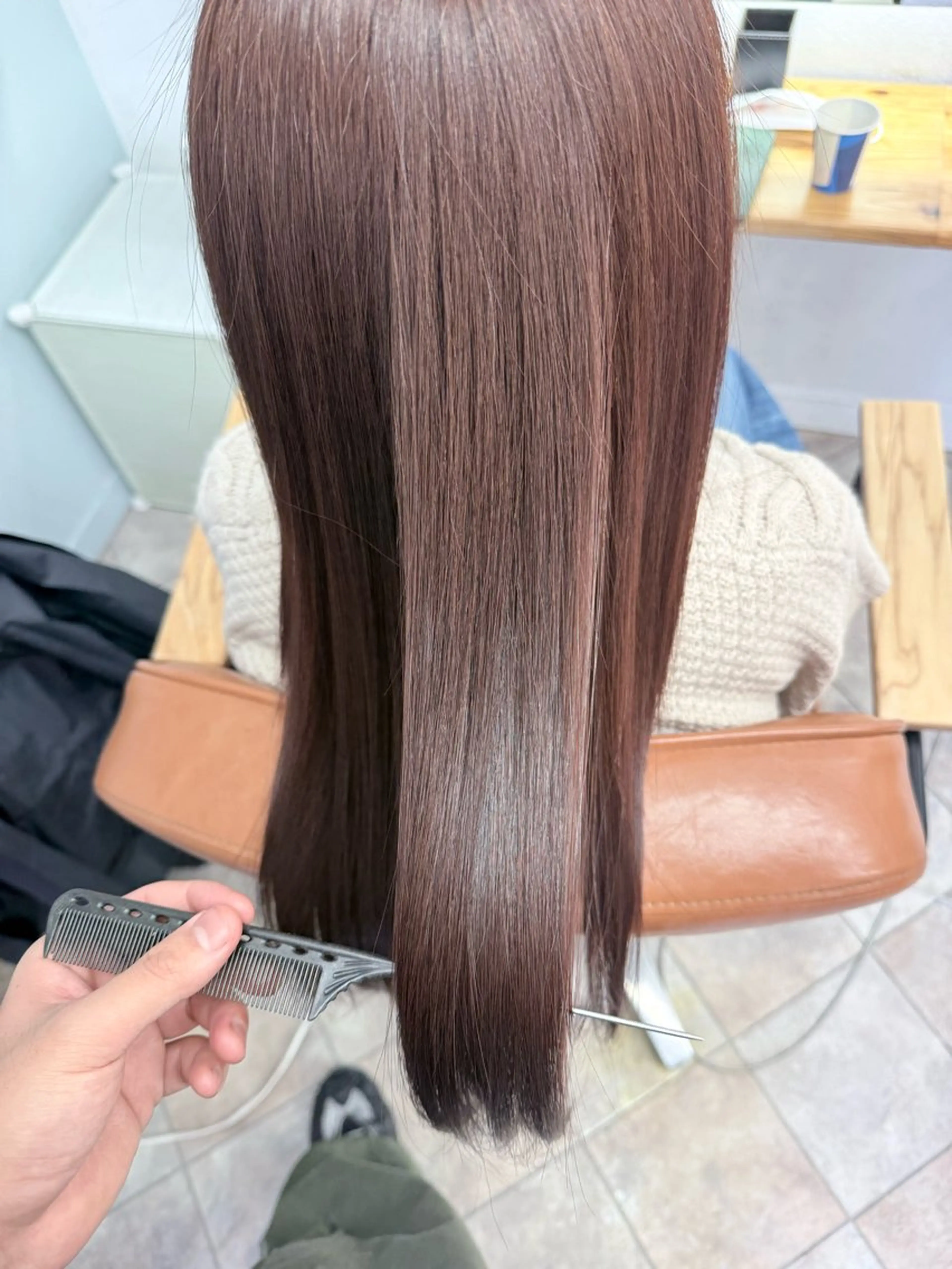 ミディアム ピンクブラウン 永木 楓のヘアスタイル